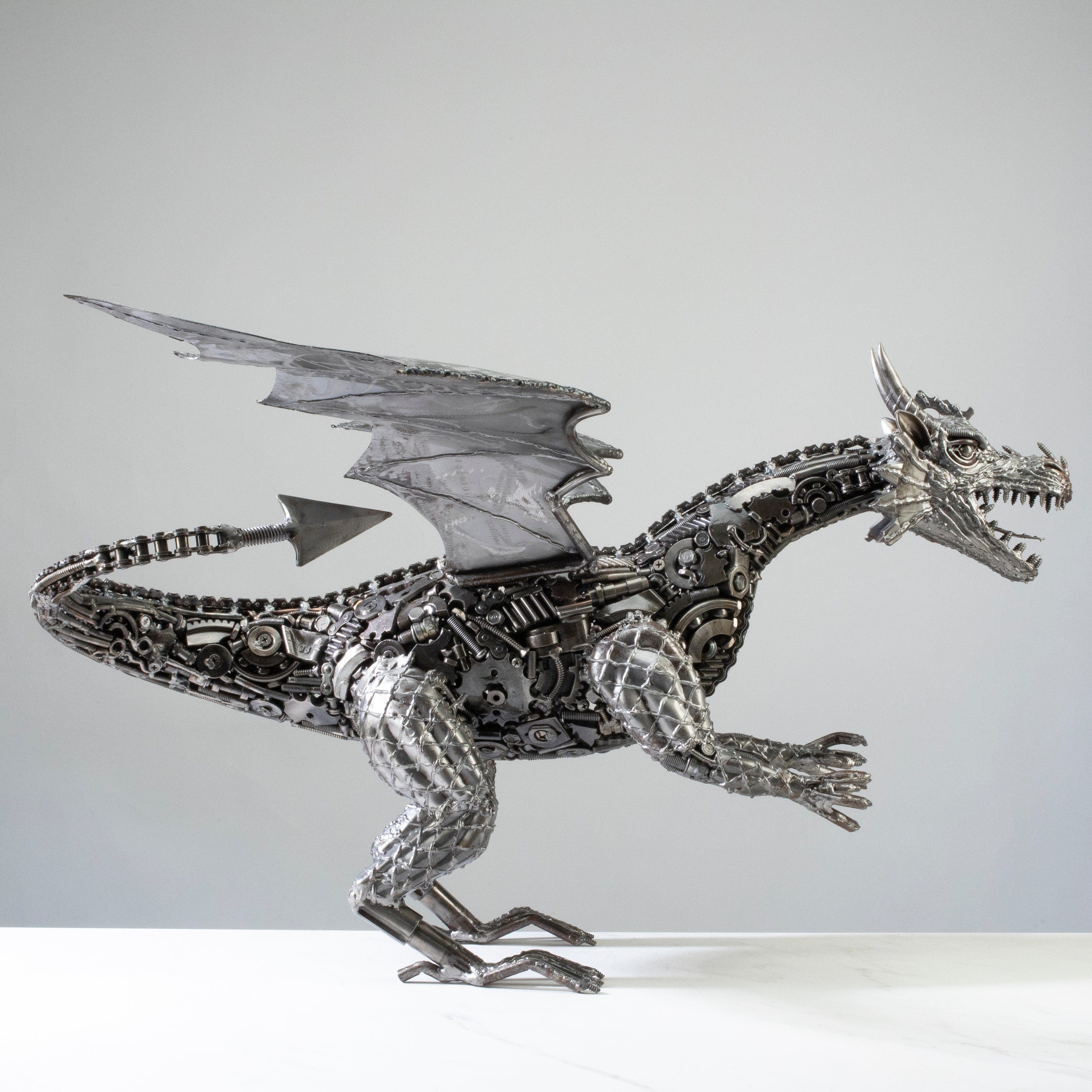 Kalifano Recycled Metal Art 30" Dragon Recycled Metal Art Sculpture RMS-DRAG76x45-PK