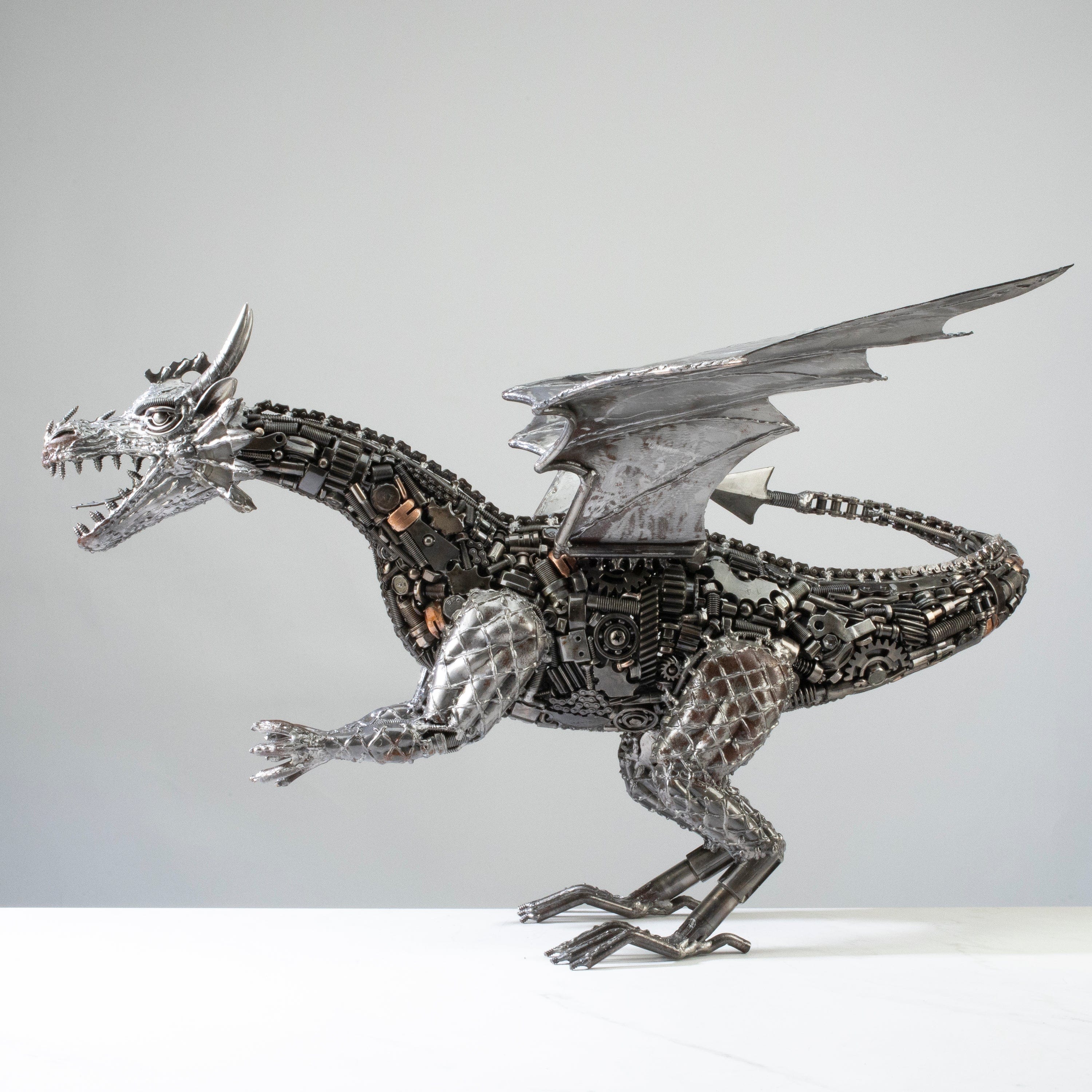 Kalifano Recycled Metal Art 30" Dragon Recycled Metal Art Sculpture RMS-DRAG76x45-PK