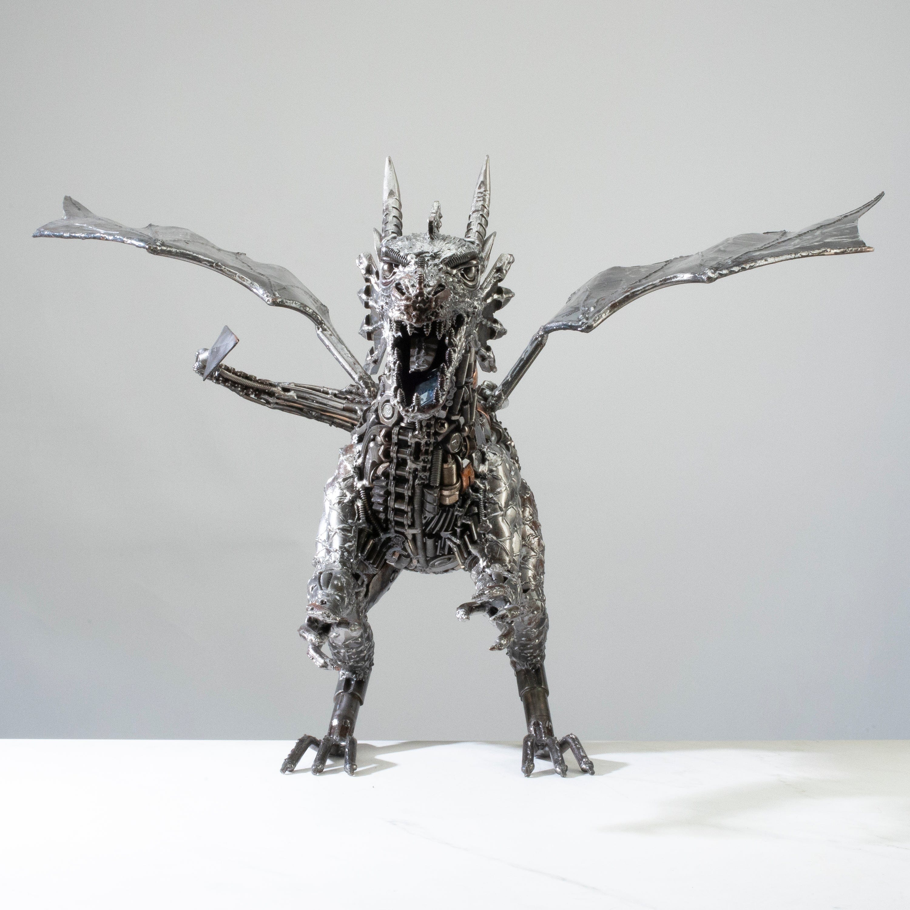 Kalifano Recycled Metal Art 30" Dragon Recycled Metal Art Sculpture RMS-DRAG76x45-PK