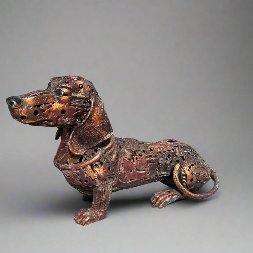 KALIFANO Recycled Metal Art 31" Daschund Dog Recycled Metal Art Sculpture RMS-DSCHDOG80-P