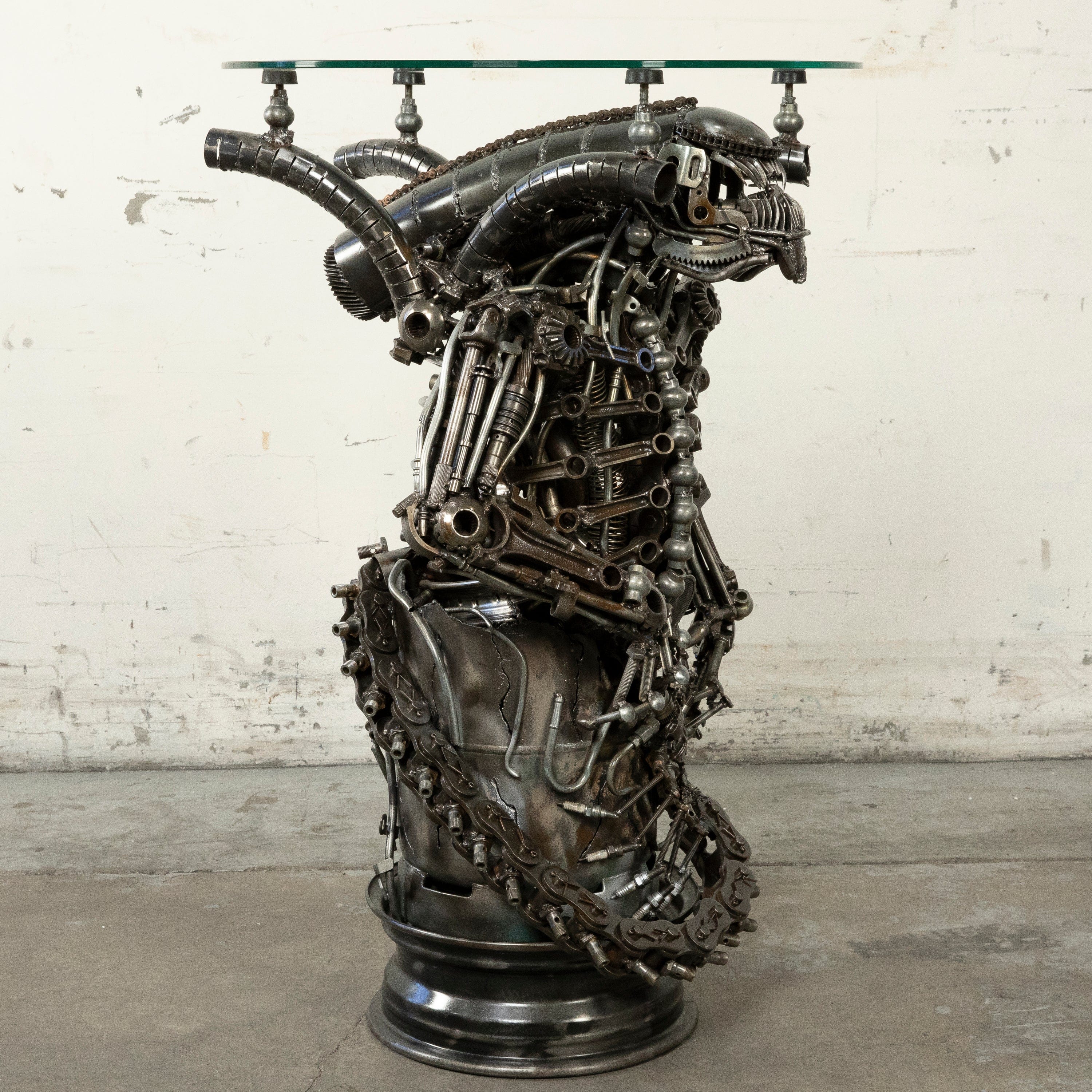 Kalifano Recycled Metal Art 36" Alien Inspired Recycled Metal Sculpture Table RMS-ATAB90-S02