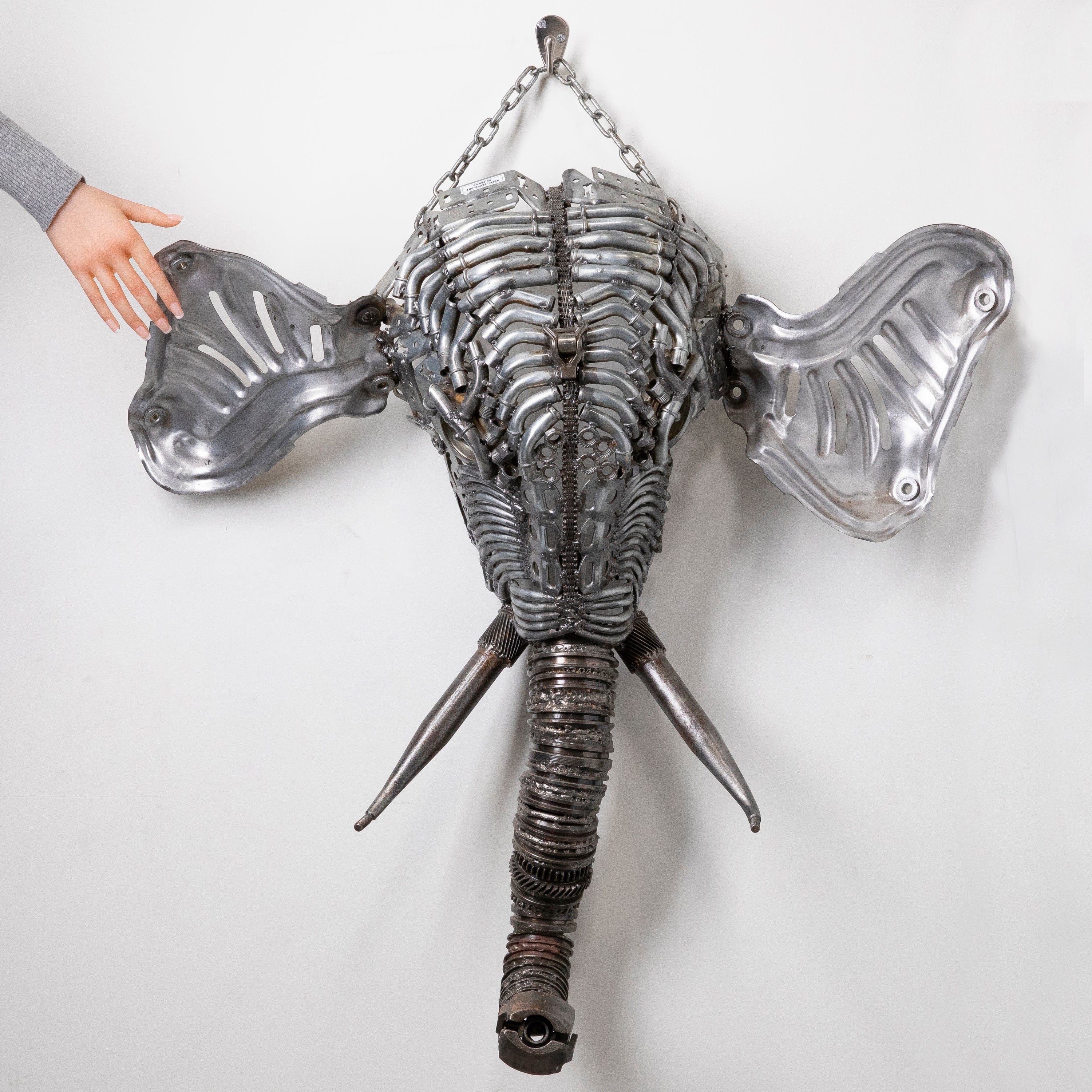 Kalifano Recycled Metal Art 36" Elephant Head Recycled Metal Sculpture RMS-ELE90-S01