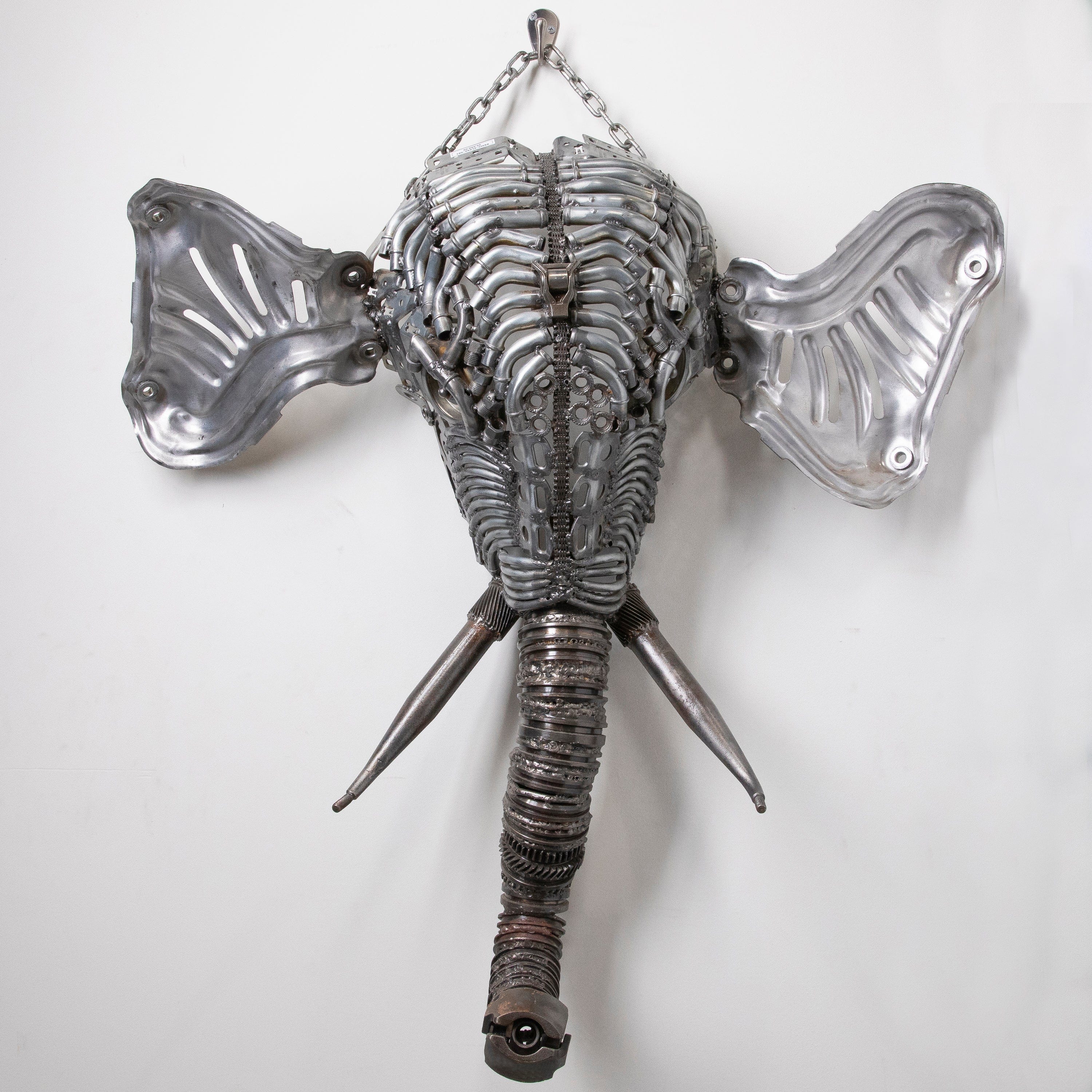 Kalifano Recycled Metal Art 36" Elephant Head Recycled Metal Sculpture RMS-ELE90-S01