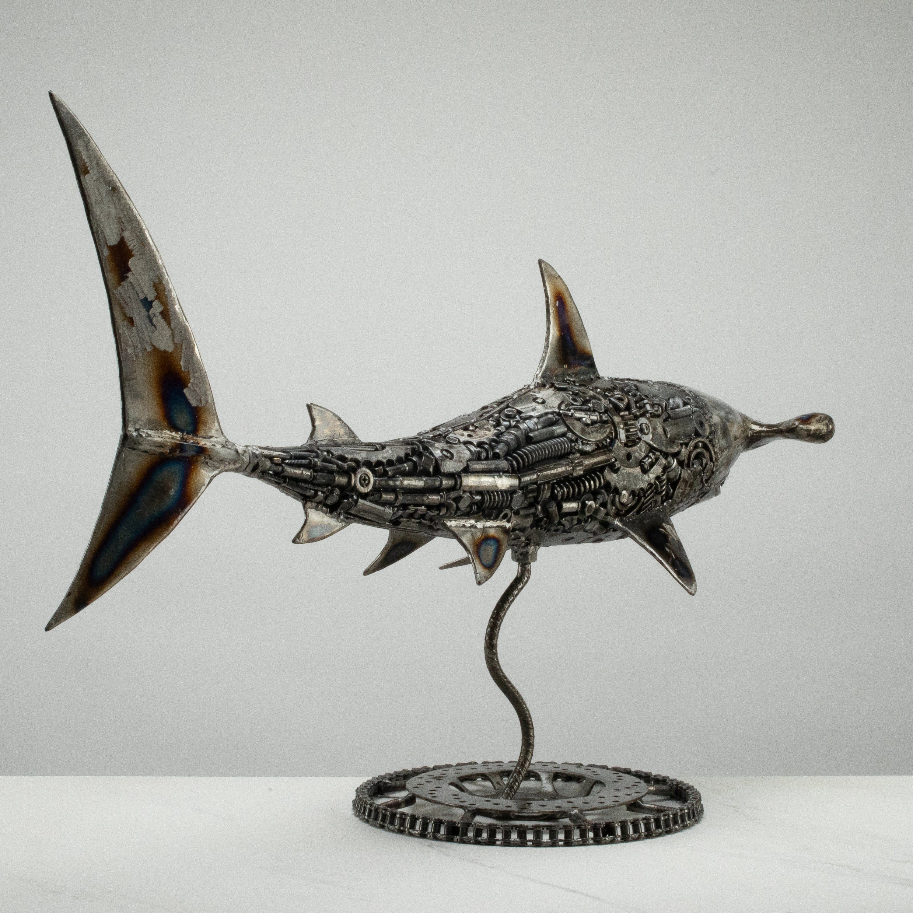 KALIFANO Recycled Metal Art 38" Hammerhead Shark Recycled Metal Art Sculpture RMS-HHS96x51-PK