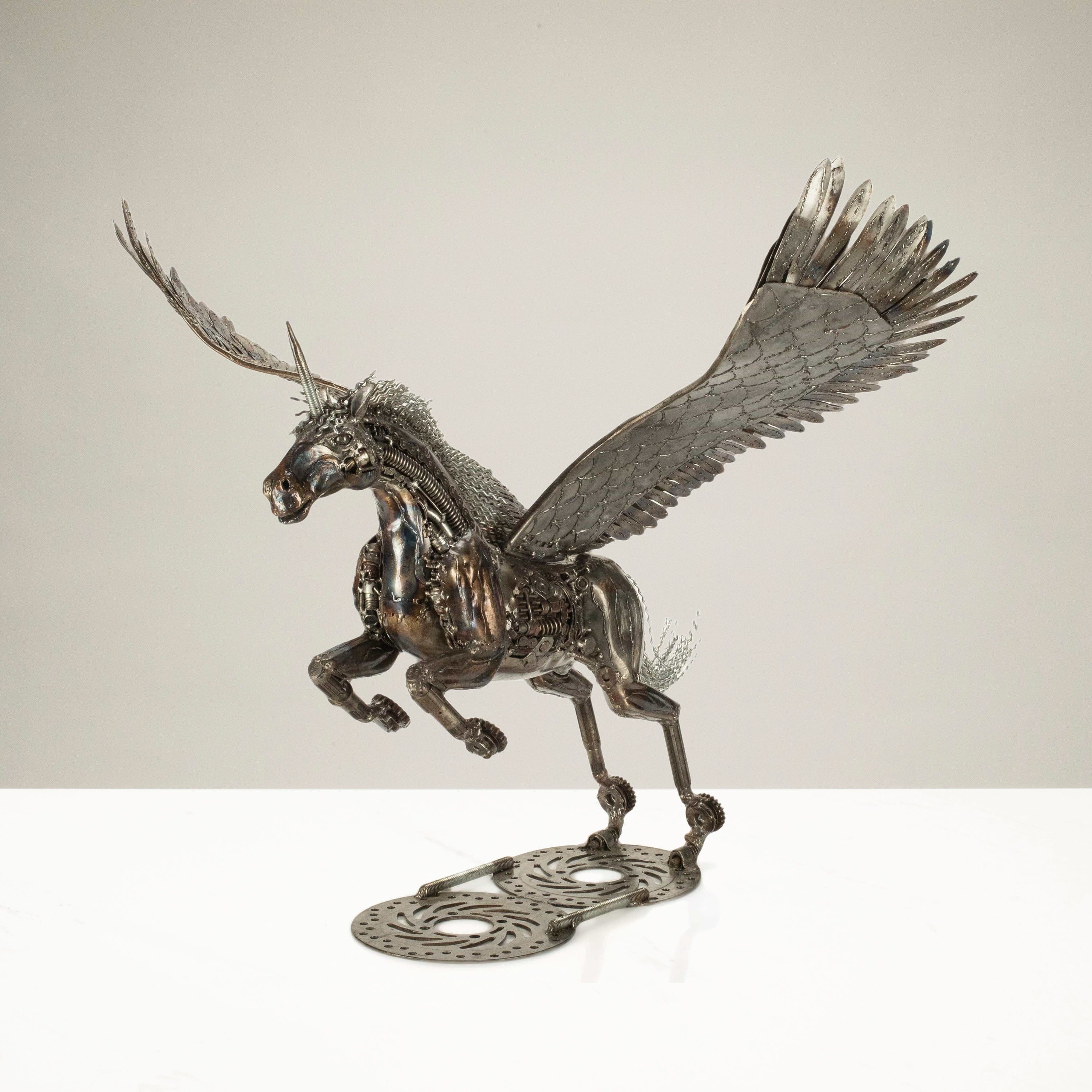 KALIFANO Recycled Metal Art 38" Pegasus Inspired Recycled Metal Art Sculpture RMS-PEG96x72-PK