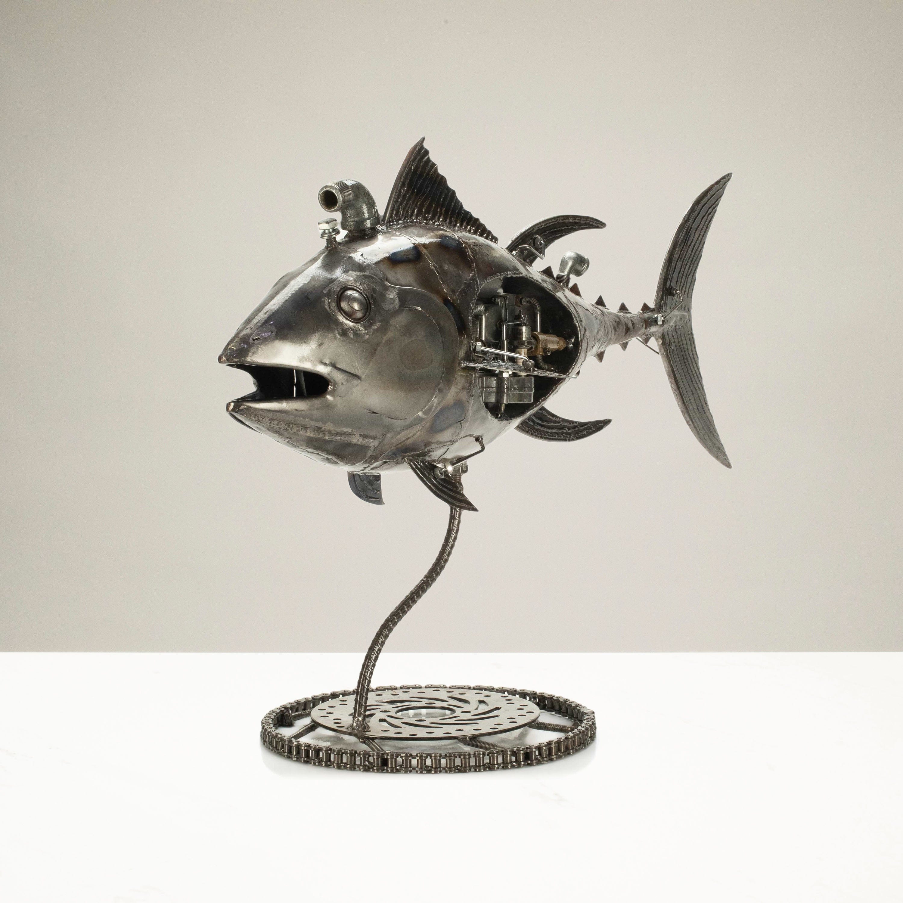 KALIFANO  Tuna Fish Inspired Recycled Metal Art Sculpture on Stand