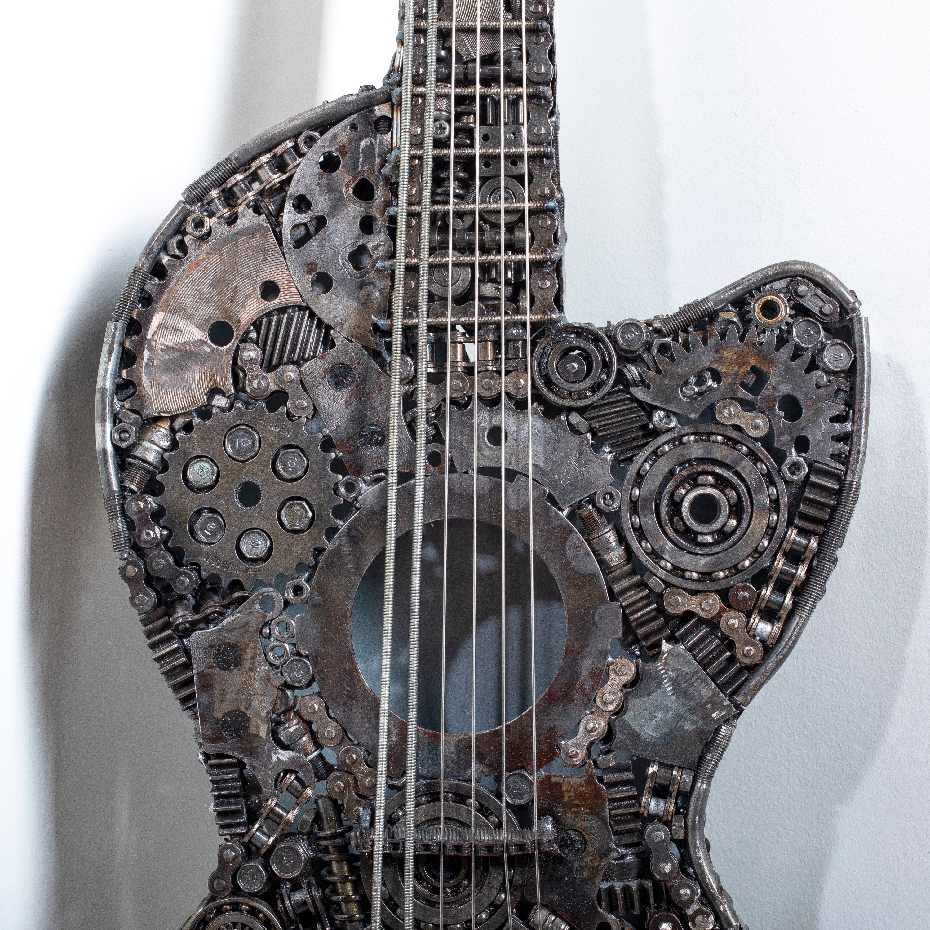 KALIFANO Recycled Metal Art 48" Guitar Inspired Recycled Metal Art Sculpture RMS-GT123-PK