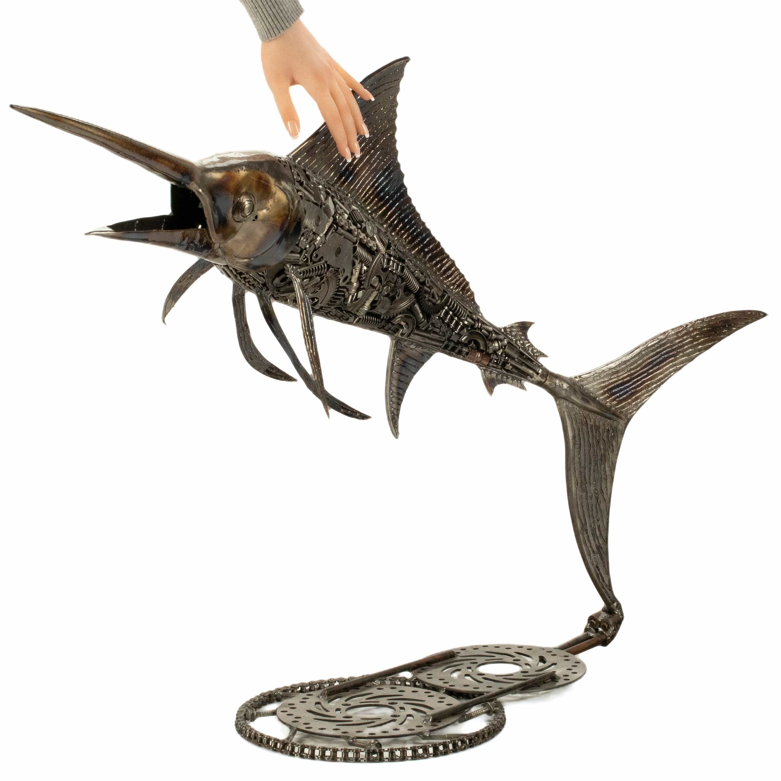 KALIFANO Recycled Metal Art 50" Sword Fish Inspired Recycled Metal Art Sculpture RMS-SF127x80-PK