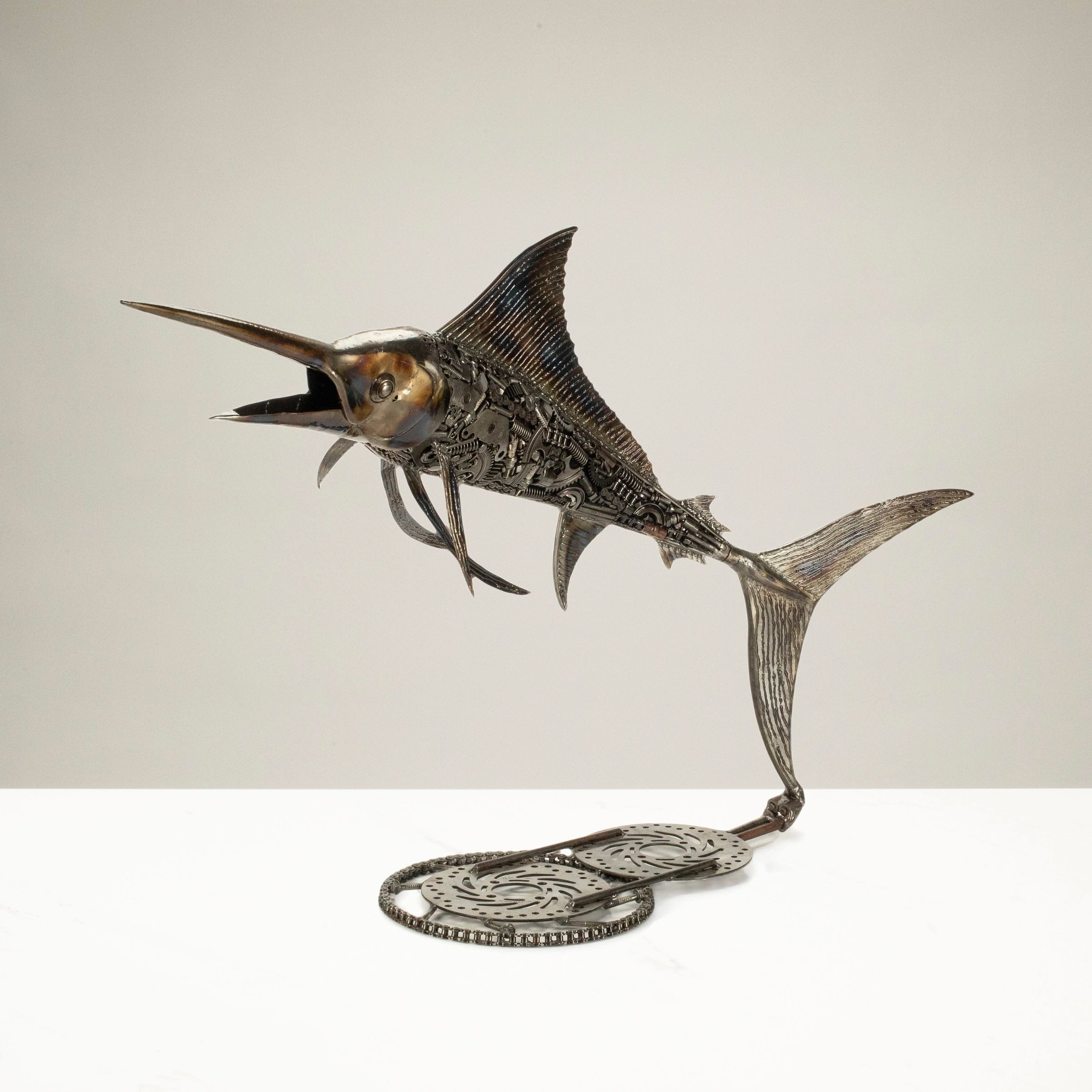 KALIFANO Recycled Metal Art 50" Sword Fish Inspired Recycled Metal Art Sculpture RMS-SF127x80-PK