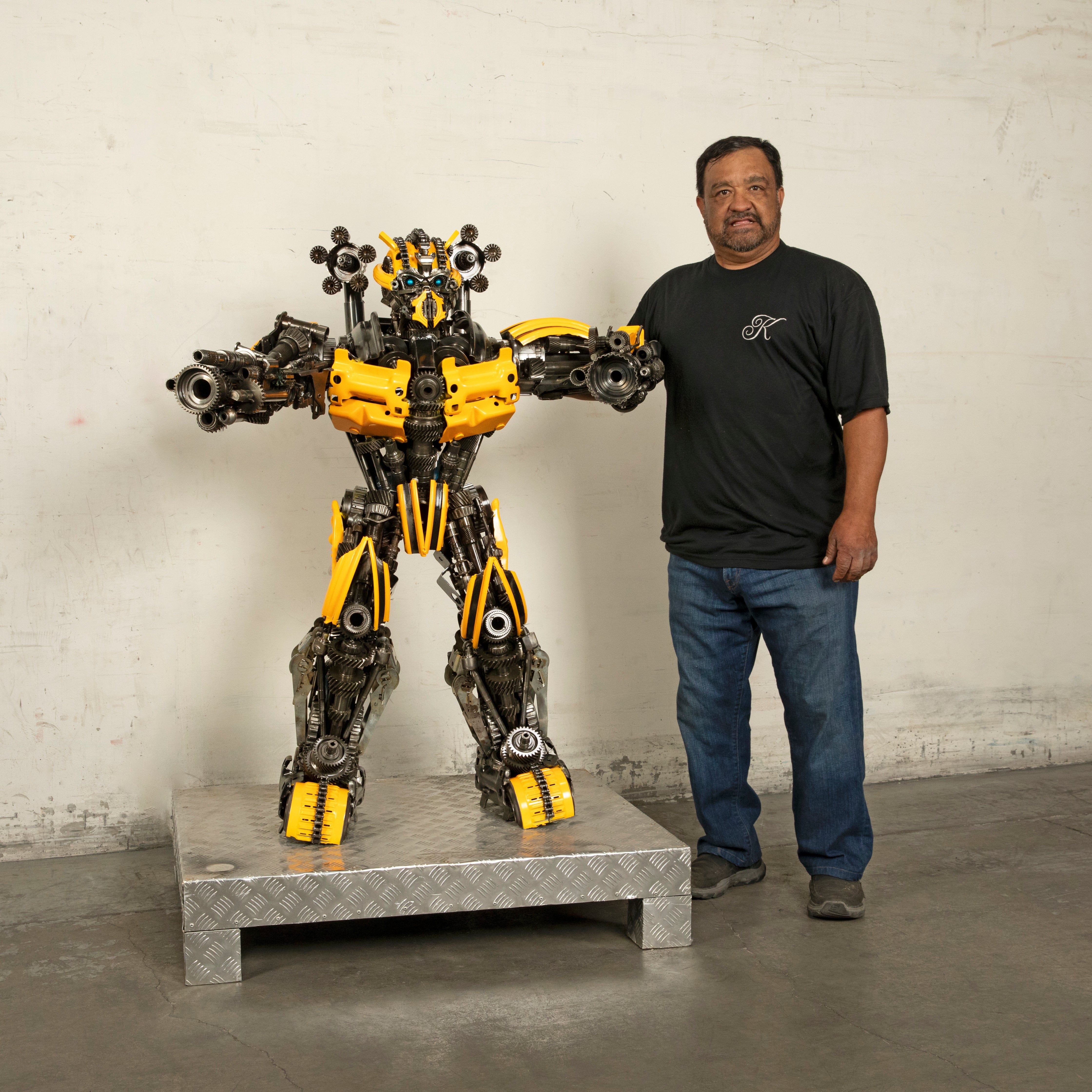 Kalifano Recycled Metal Art 55" Bumblebee Inspired Recycled Metal Art Sculpture RMS-BB140-S16