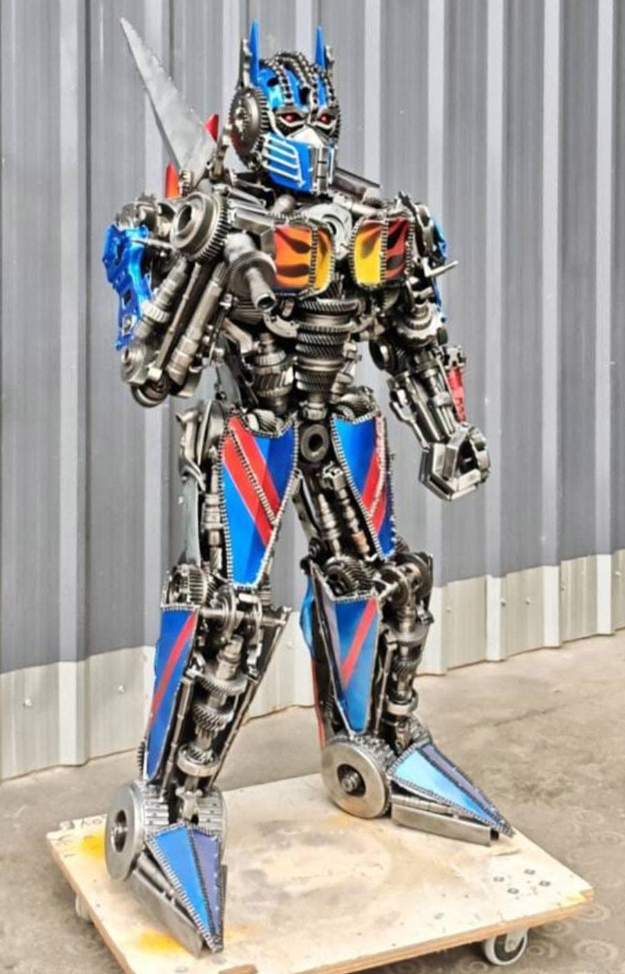 Kalifano Recycled Metal Art 55" Optimus Prime Inspired Recycled Metal Art Sculpture RMS-OP140-S17