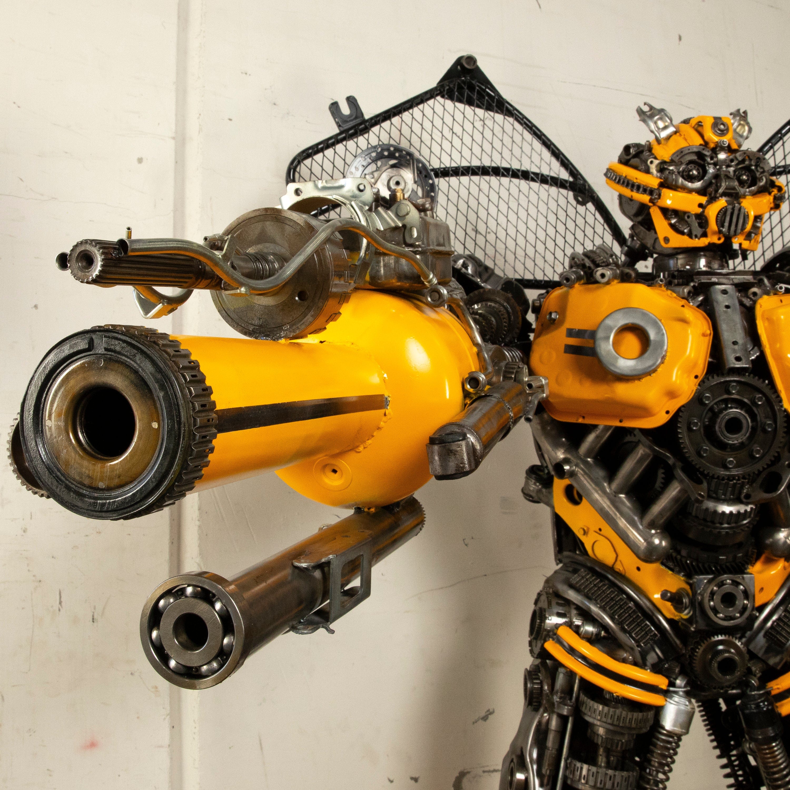 Kalifano Recycled Metal Art 79" Bumblebee Inspired Recycled Metal Art Sculpture RMS-BB200-S20