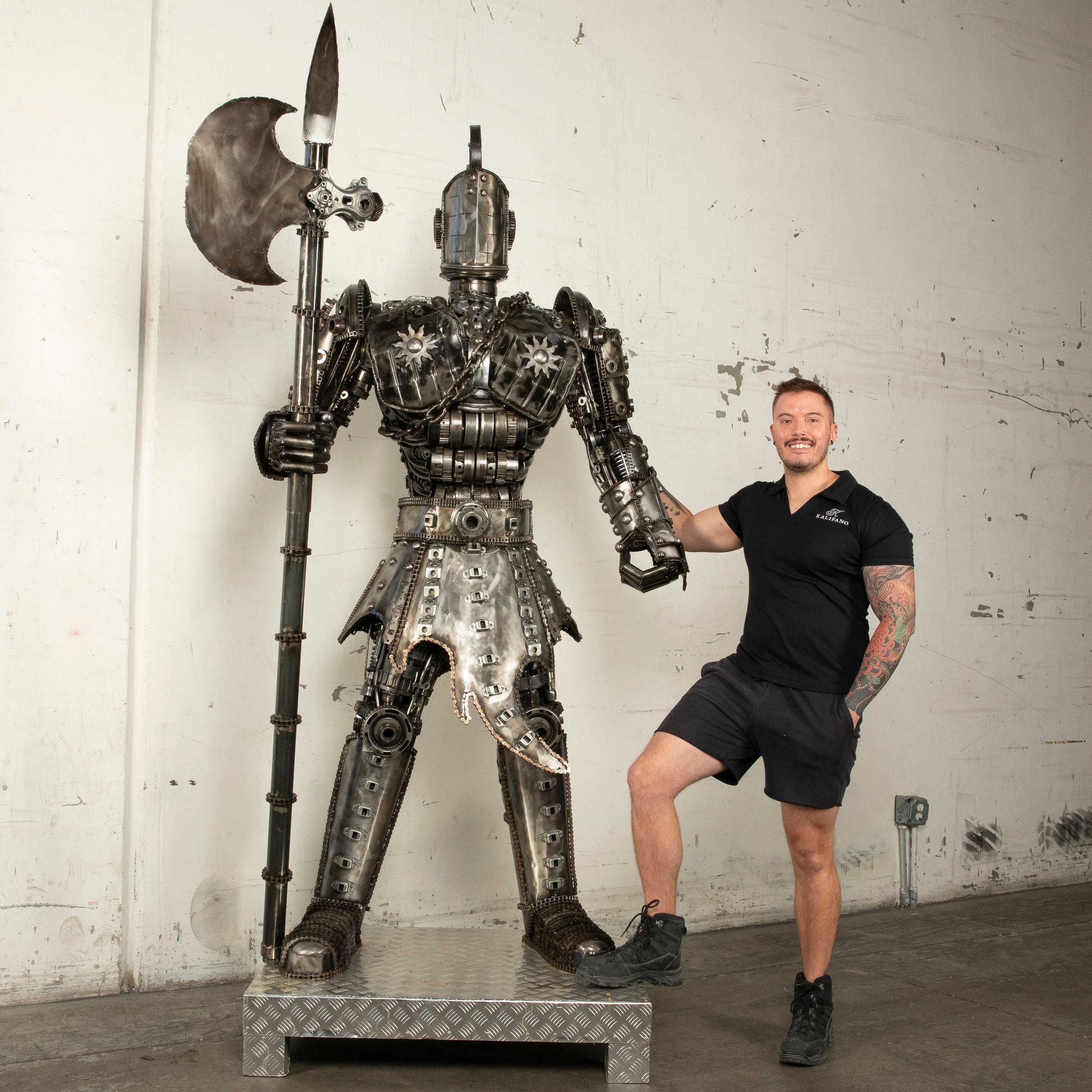 Kalifano Recycled Metal Art 79" Knight Inspired Recycled Metal Art Sculpture RMS-KN200-S02