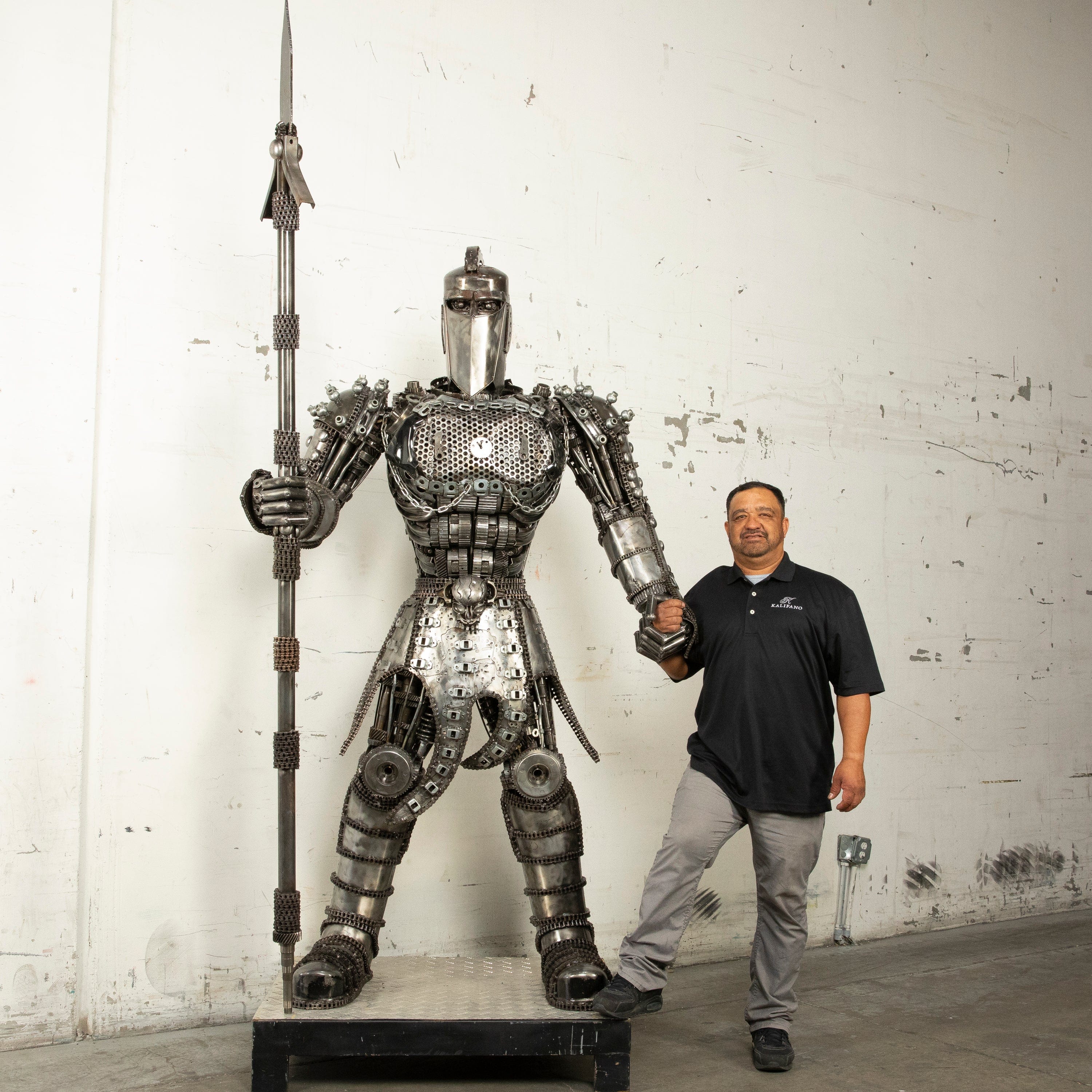 Kalifano Recycled Metal Art 79" Knight Inspired Recycled Metal Art Sculpture RMS-KN200-S03