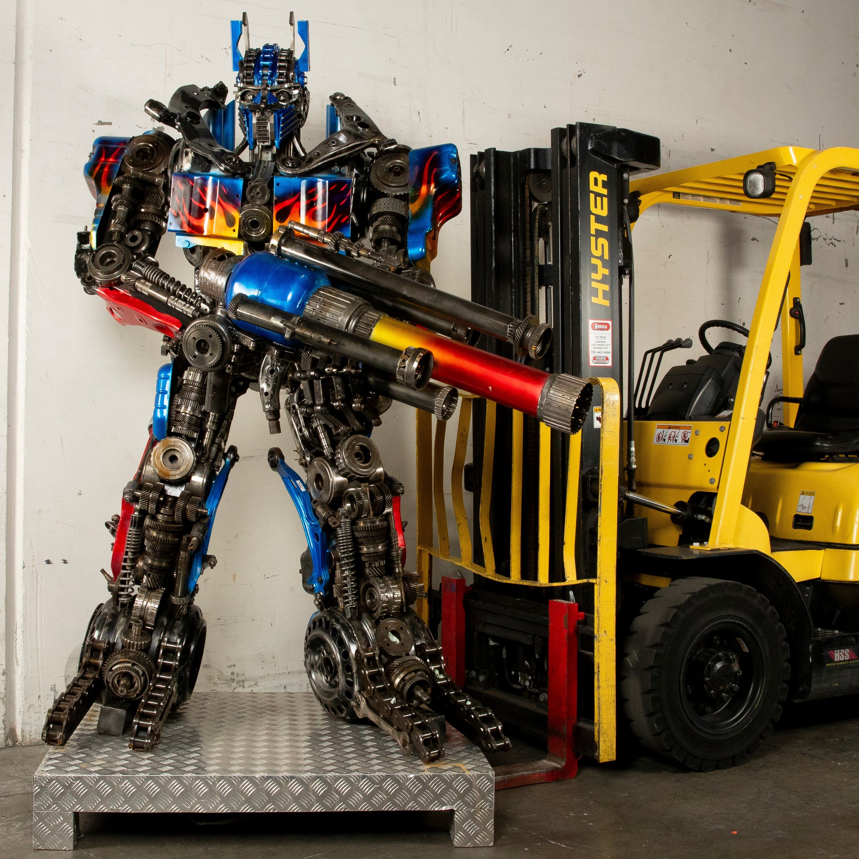 Kalifano Recycled Metal Art 79" Optimus Prime Inspired Recycled Metal Art Sculpture RMS-OP200-S19