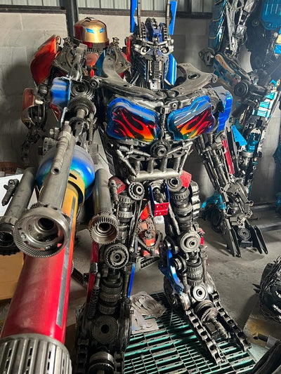 Kalifano Recycled Metal Art 79" Optimus Prime Inspired Recycled Metal Art Sculpture RMS-OP200-S20