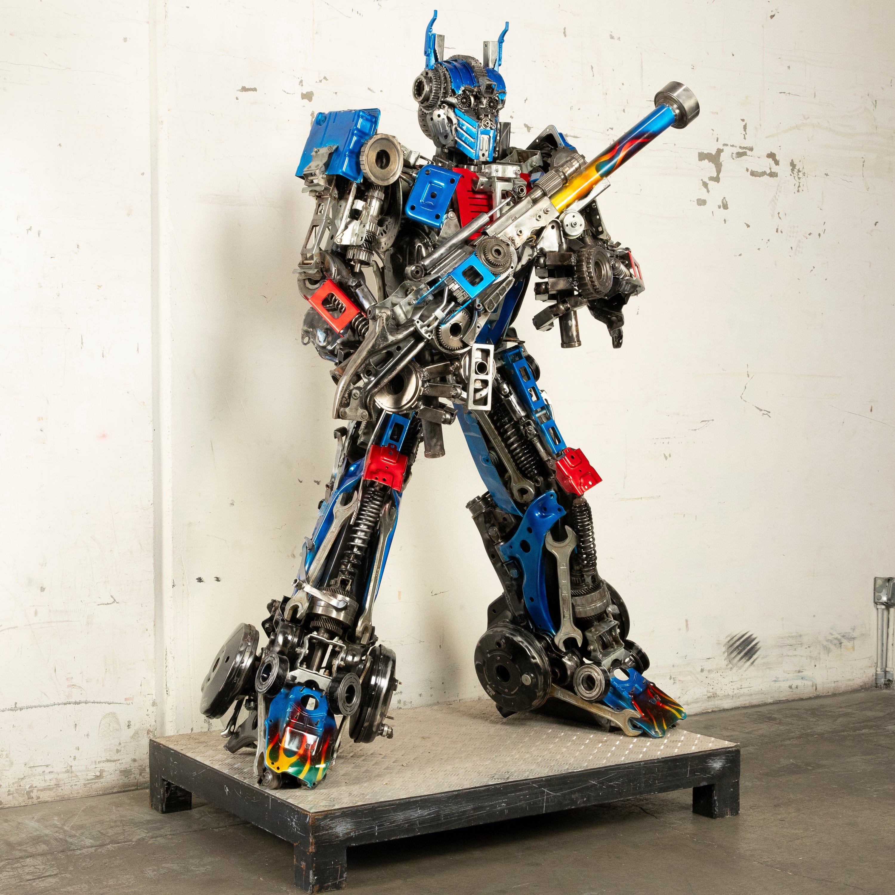 Kalifano Recycled Metal Art 79" Optimus Prime Inspired Recycled Metal Art Sculpture RMS-OP200-S21