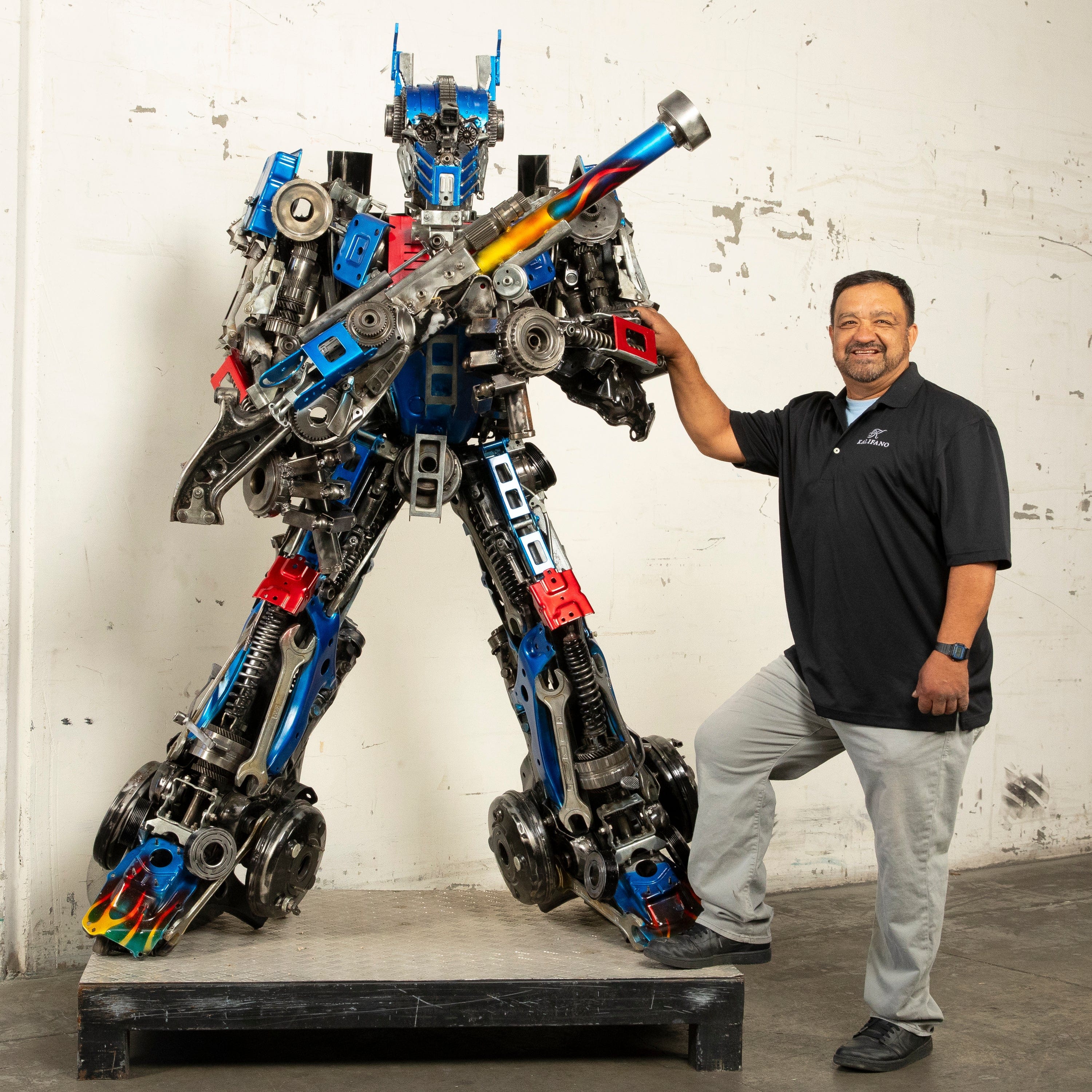 Kalifano Recycled Metal Art 79" Optimus Prime Inspired Recycled Metal Art Sculpture RMS-OP200-S21