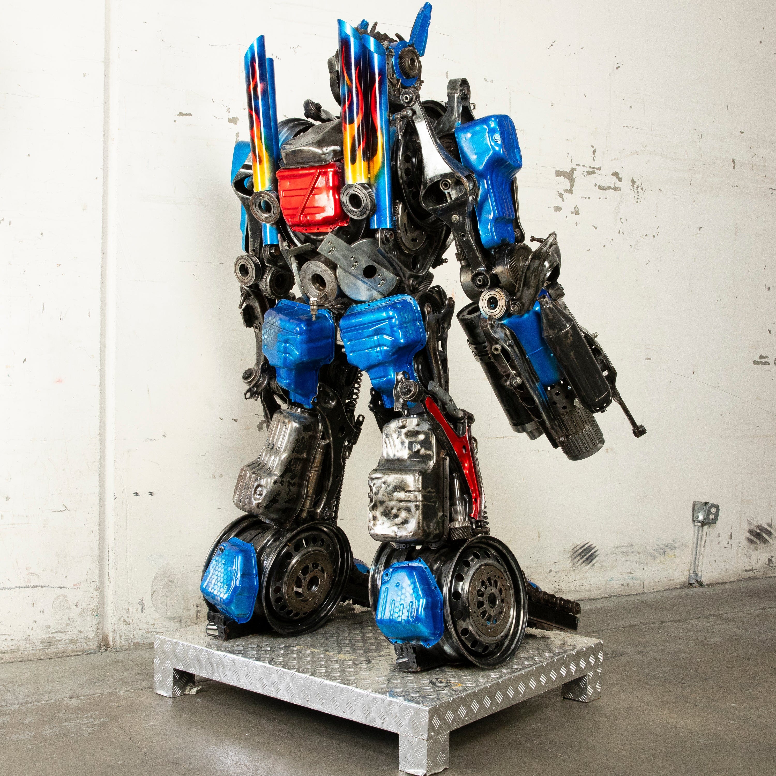 Kalifano Recycled Metal Art 79" Optimus Prime Inspired Recycled Metal Art Sculpture RMS-OP200-S23