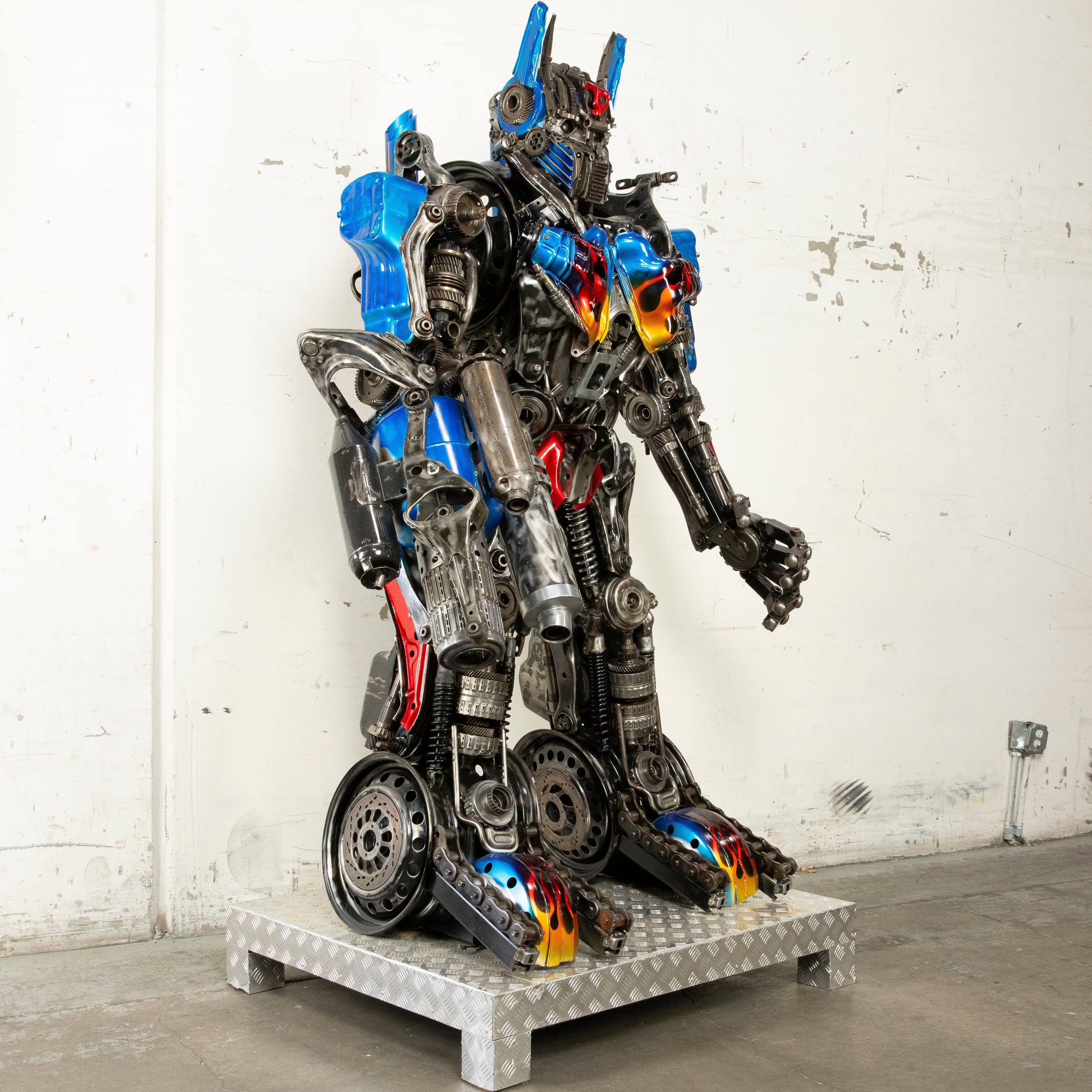 Kalifano Recycled Metal Art 79" Optimus Prime Inspired Recycled Metal Art Sculpture RMS-OP200-S23