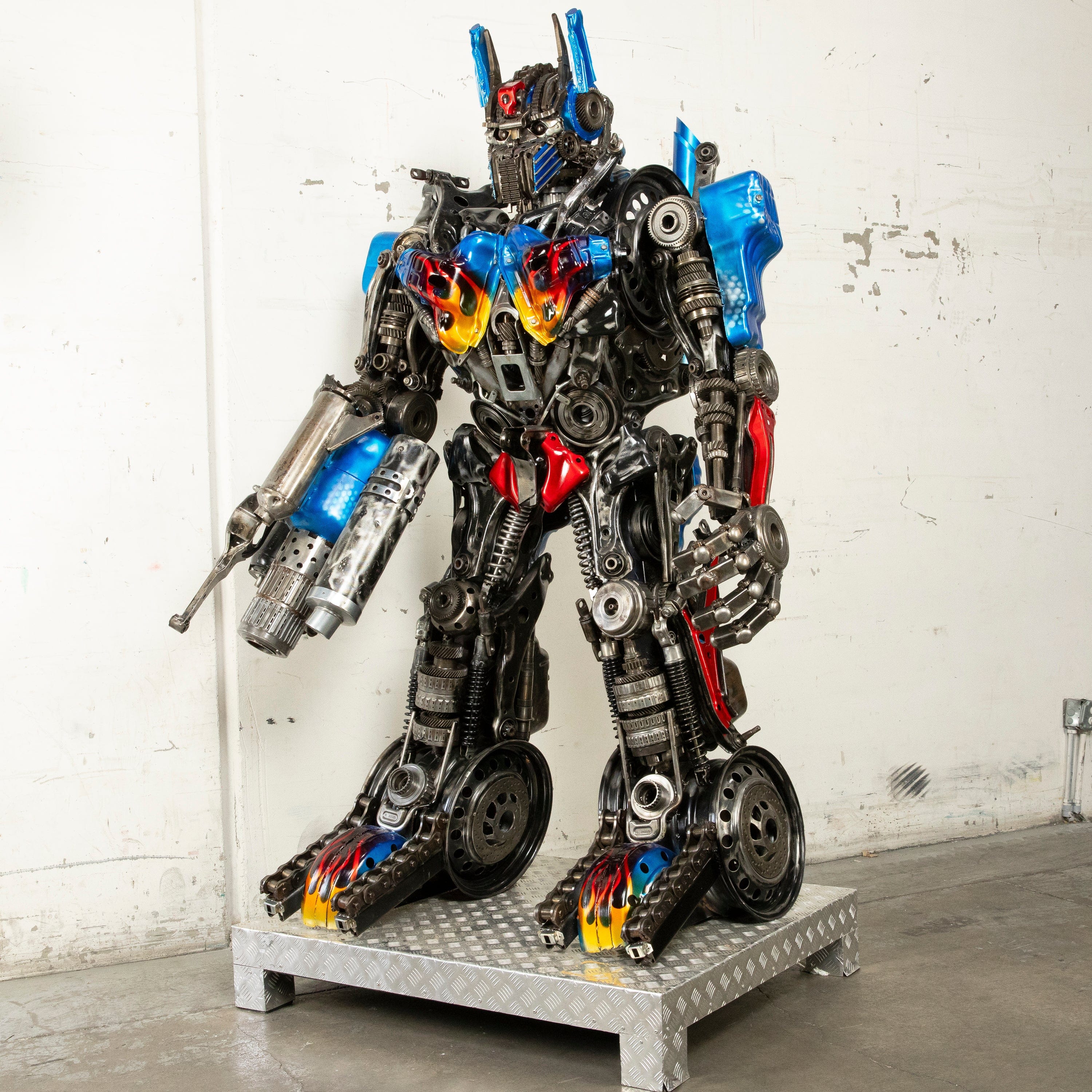 Kalifano Recycled Metal Art 79" Optimus Prime Inspired Recycled Metal Art Sculpture RMS-OP200-S23