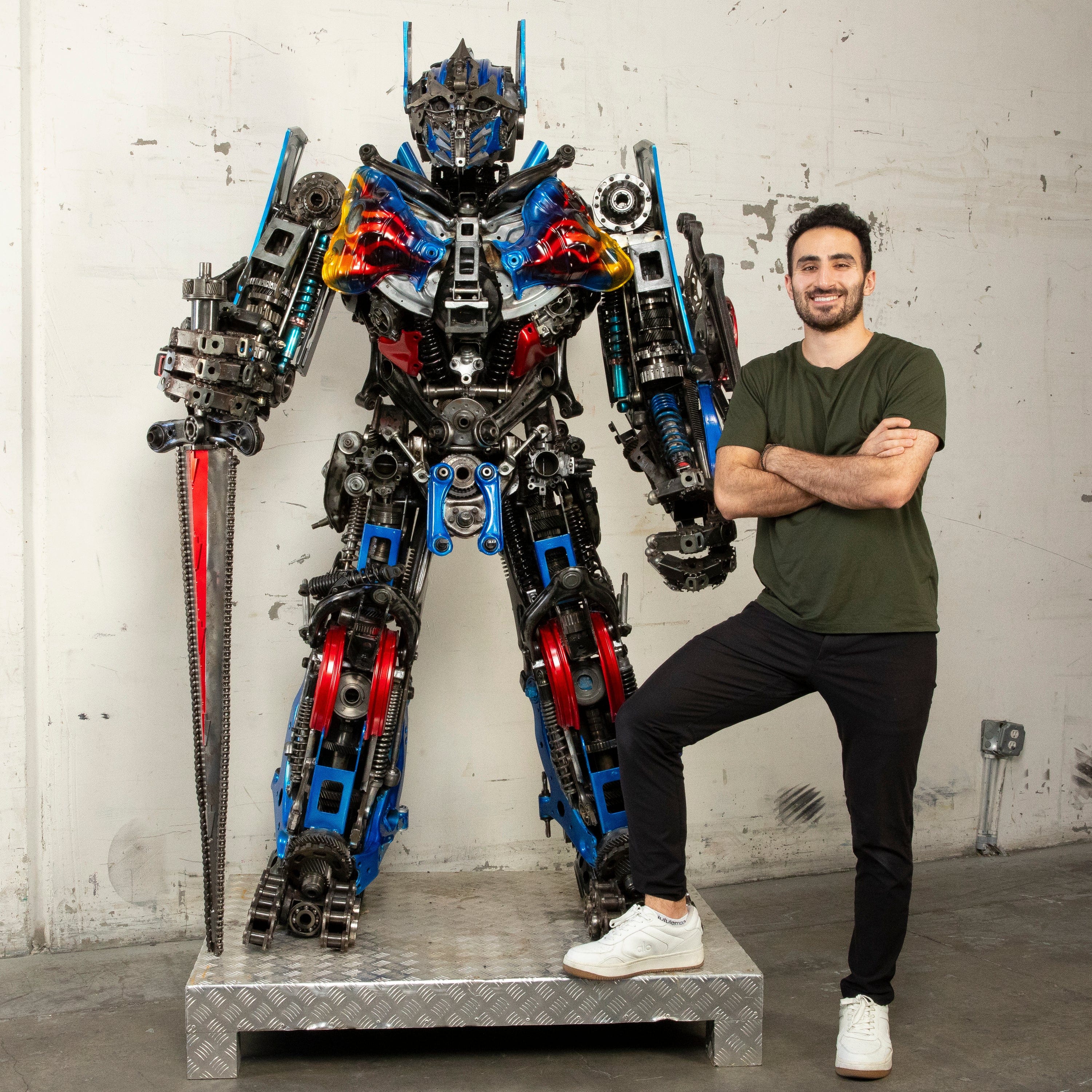 Kalifano Recycled Metal Art 79" Optimus Prime Inspired Recycled Metal Art Sculpture RMS-OP200-S26