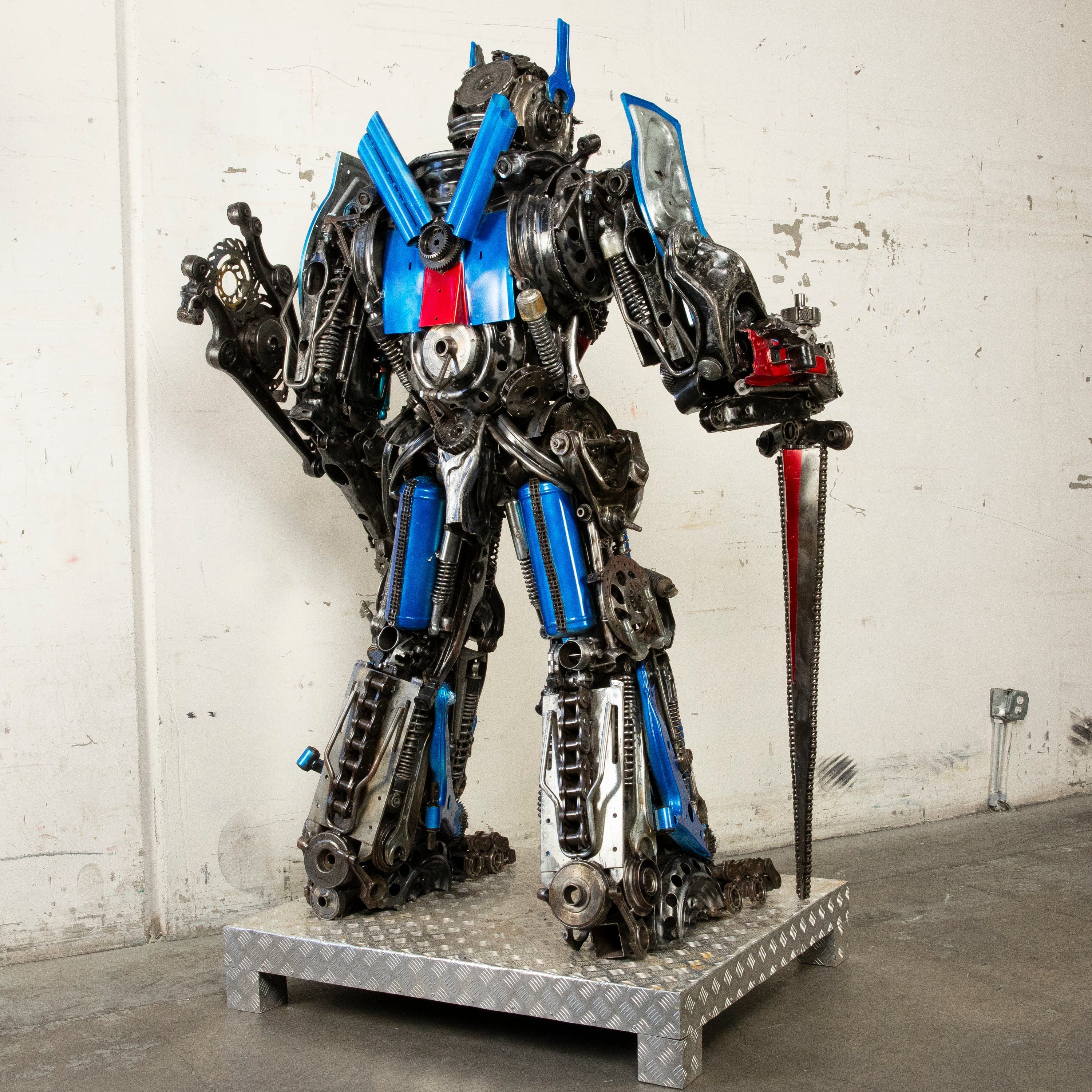 Kalifano Recycled Metal Art 79" Optimus Prime Inspired Recycled Metal Art Sculpture RMS-OP200-S26