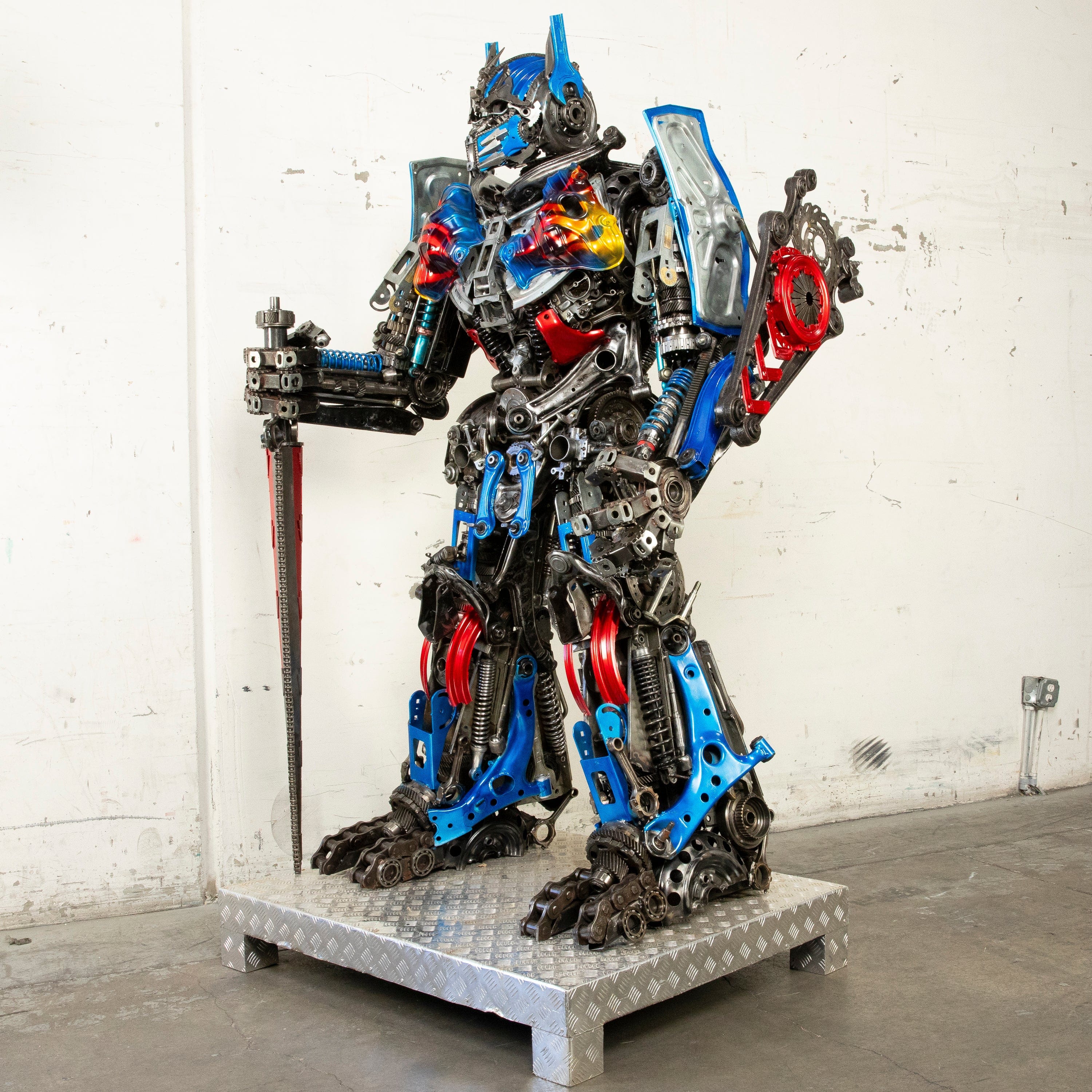 Kalifano Recycled Metal Art 79" Optimus Prime Inspired Recycled Metal Art Sculpture RMS-OP200-S26