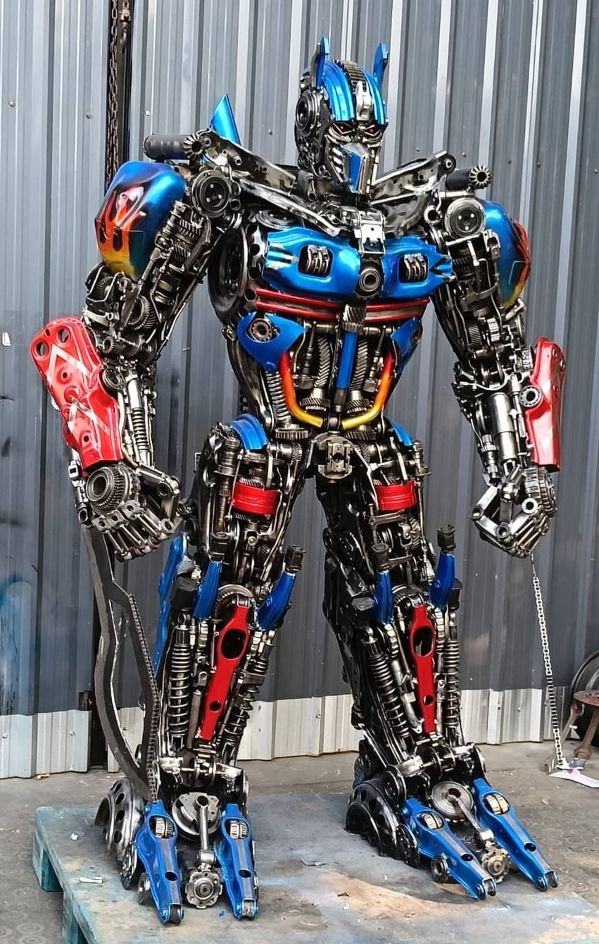 Kalifano Recycled Metal Art 79" Optimus Prime Inspired Recycled Metal Art Sculpture RMS-OP200-S38