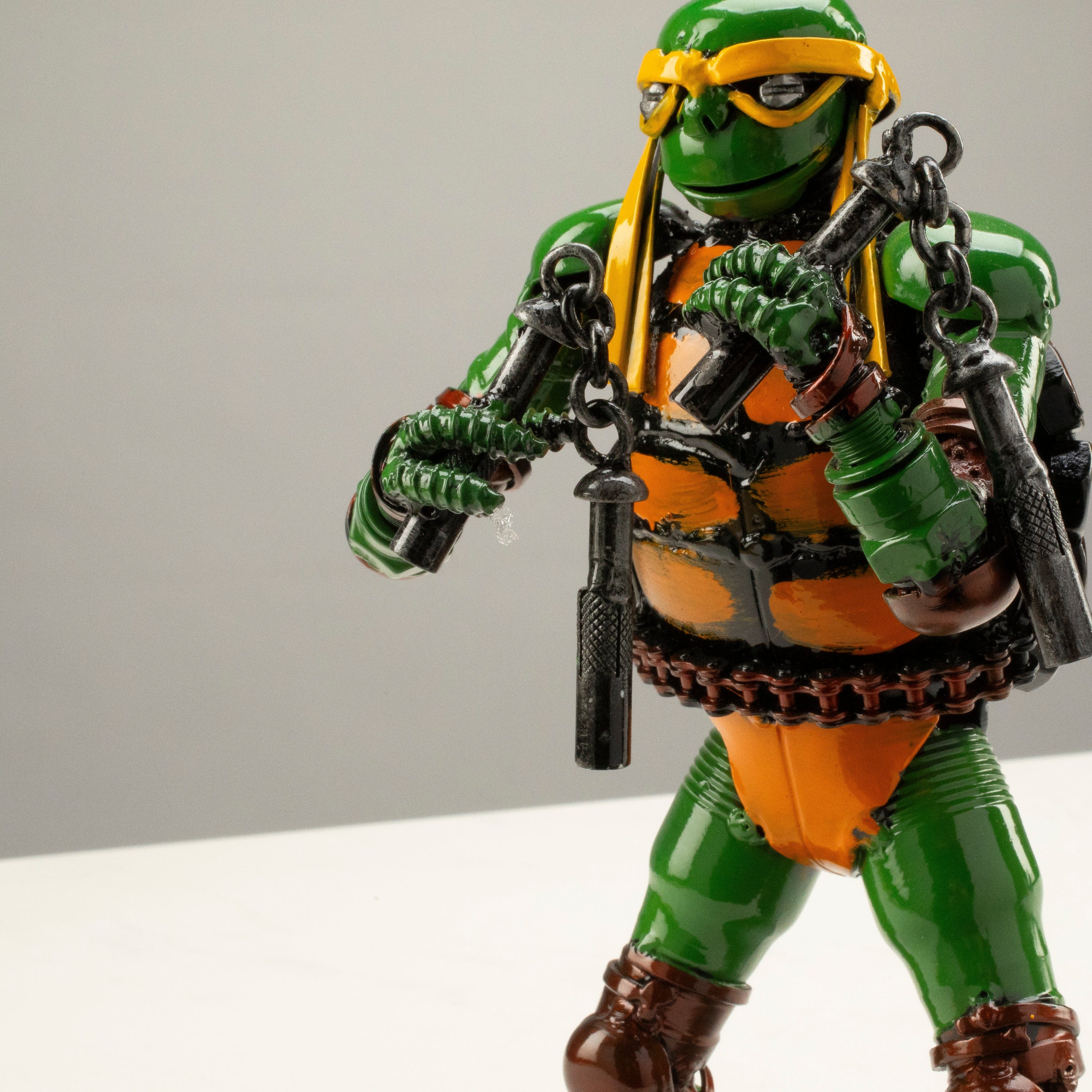 Kalifano Recycled Metal Art 9.5" Michelangelo Ninja Turtle Inspired Recycled Metal Sculpture RMS-600NTM-N
