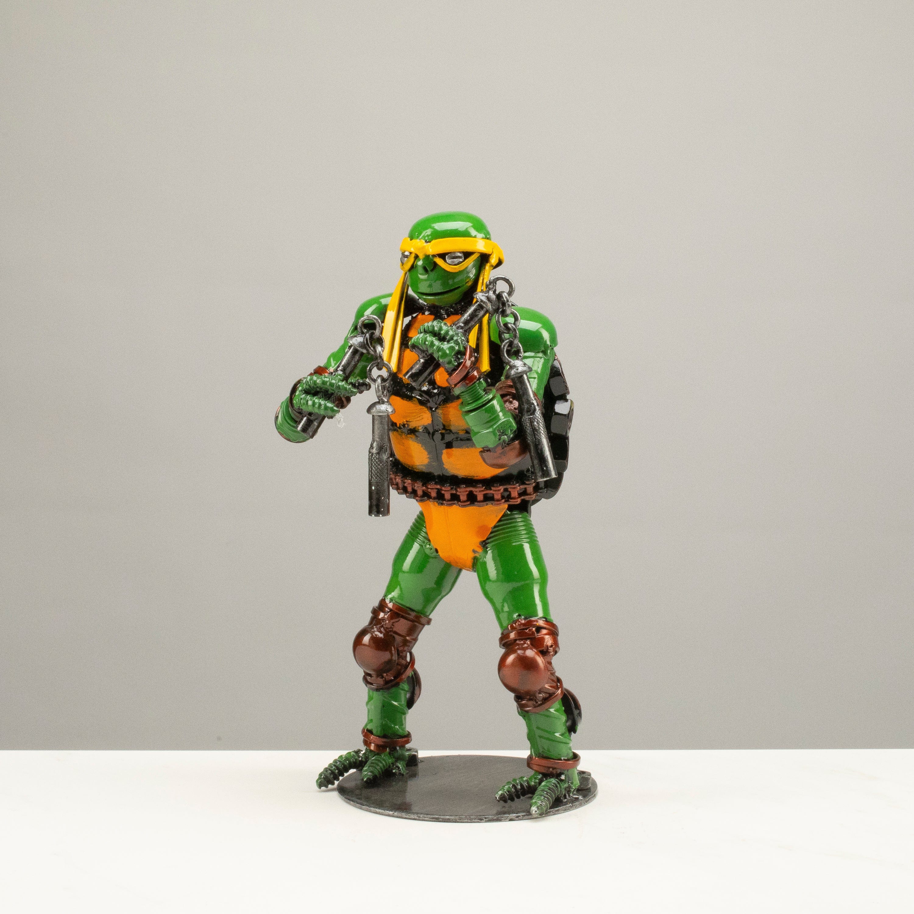 Kalifano Recycled Metal Art 9.5" Michelangelo Ninja Turtle Inspired Recycled Metal Sculpture RMS-600NTM-N