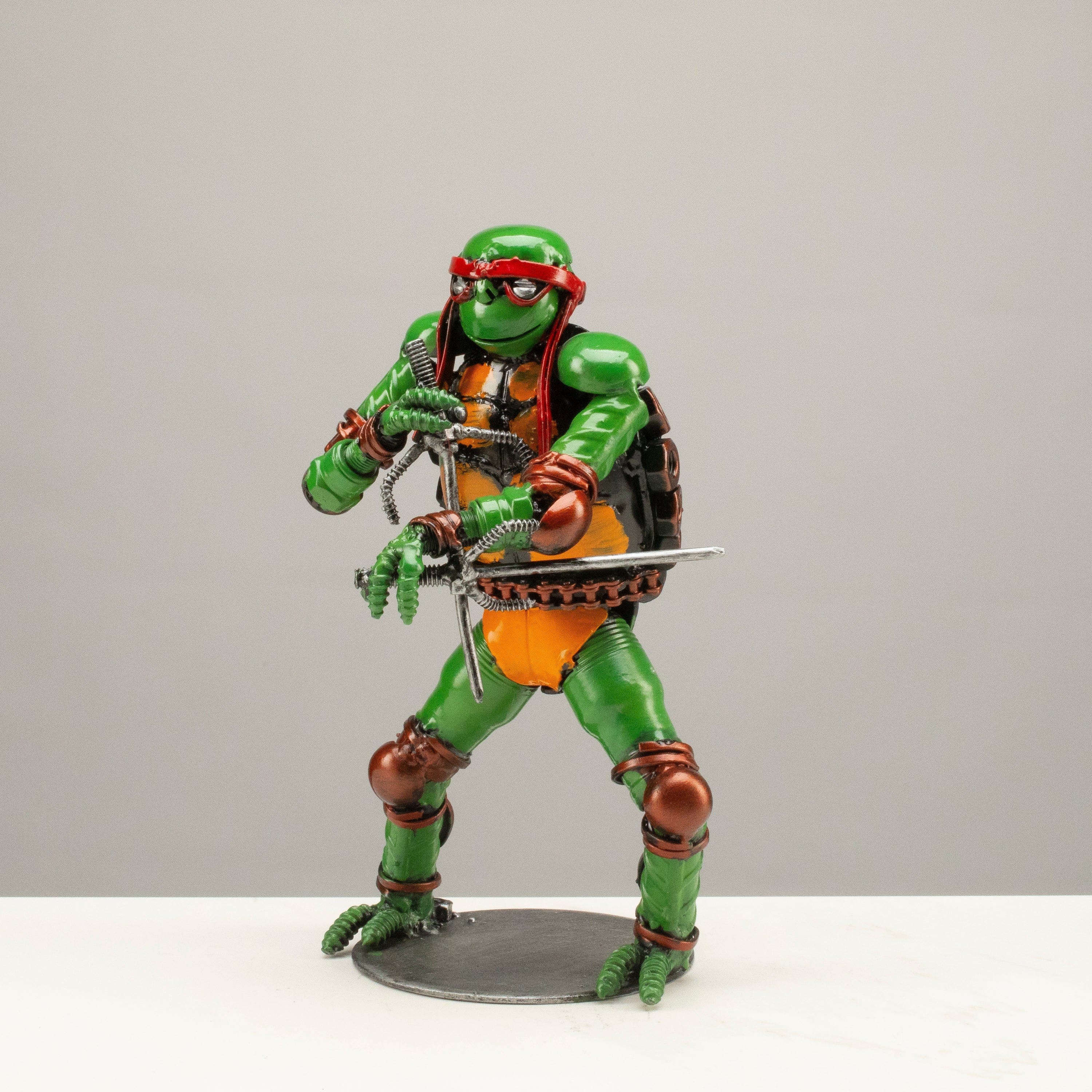 Kalifano Recycled Metal Art 9.5" Raphael Ninja Turtle Inspired Recycled Metal Sculpture RMS-600NTR-N