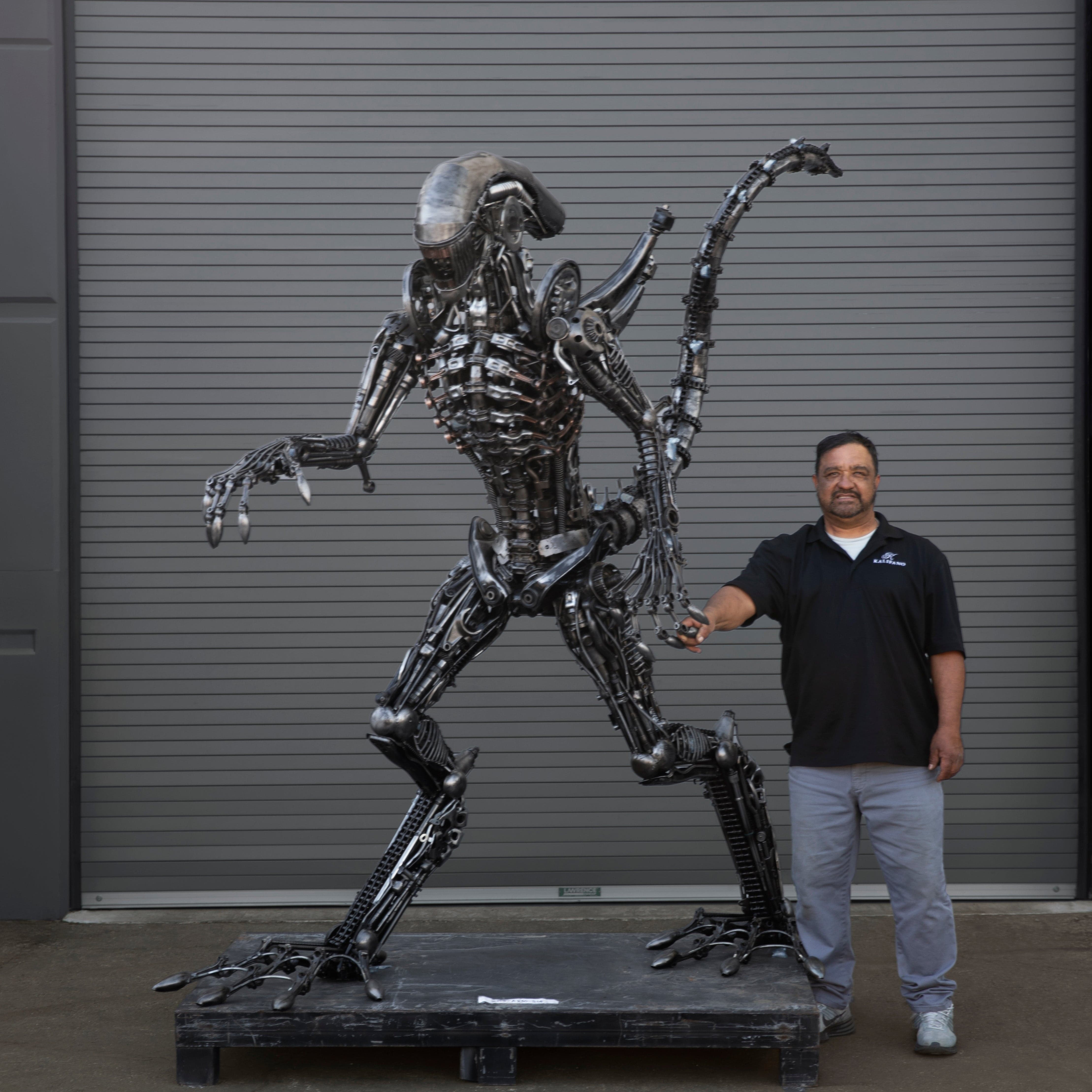 Kalifano Recycled Metal Art 91" Alien Inspired Recycled Metal Art Sculpture RMS-A230-S14