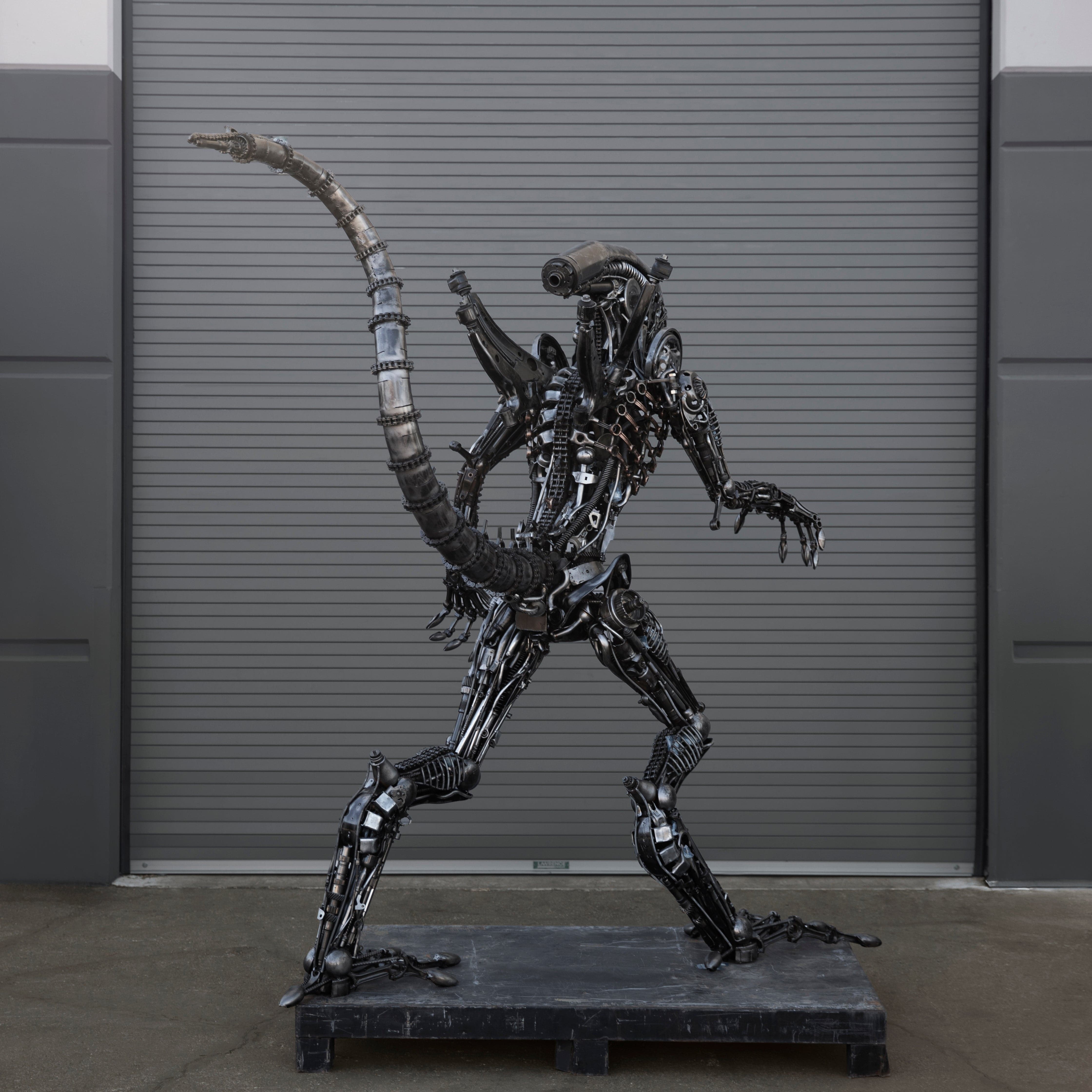 Kalifano Recycled Metal Art 91" Alien Inspired Recycled Metal Art Sculpture RMS-A230-S14