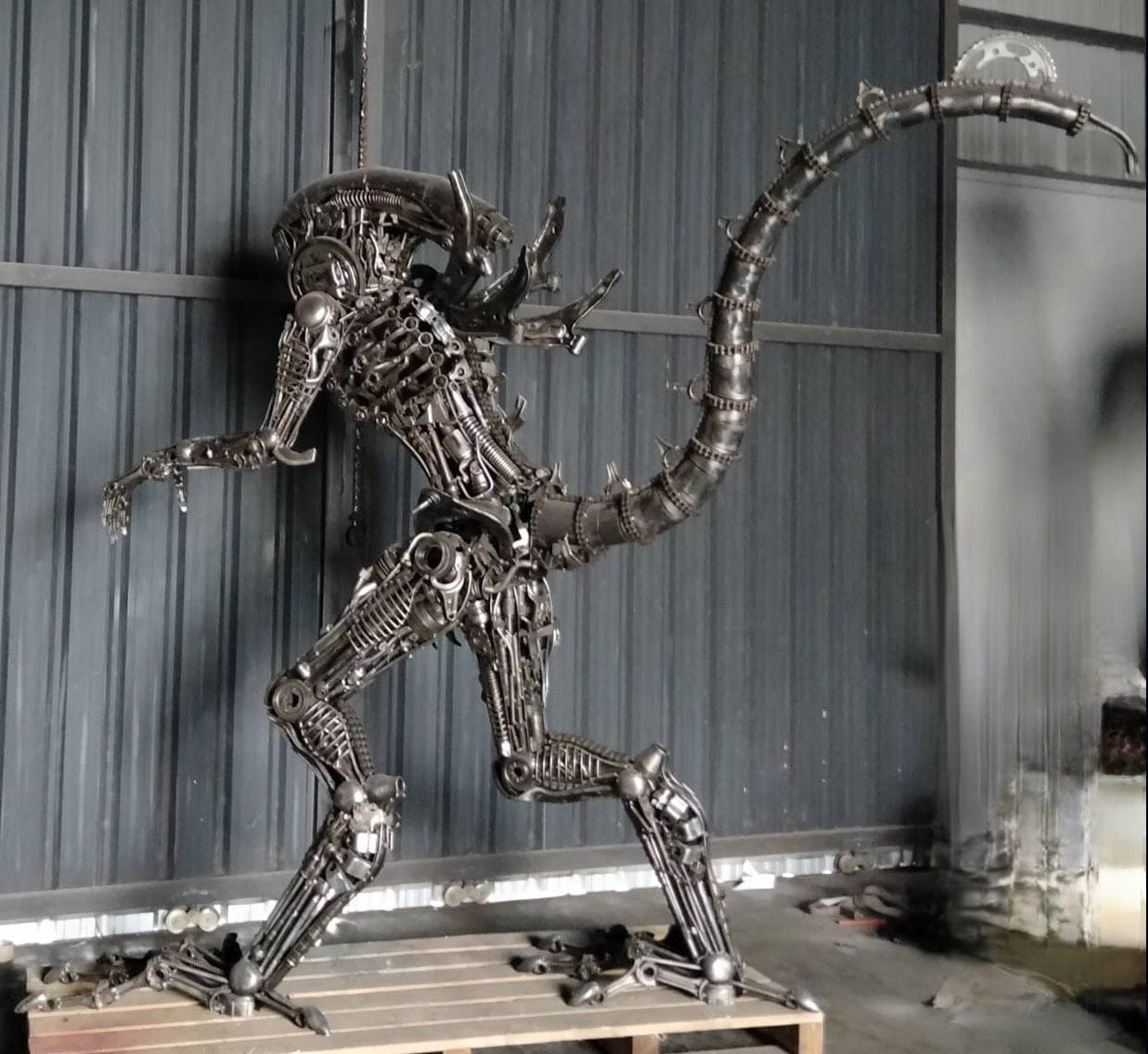 Kalifano Recycled Metal Art 91" Alien Inspired Recycled Metal Art Sculpture RMS-A230-S15