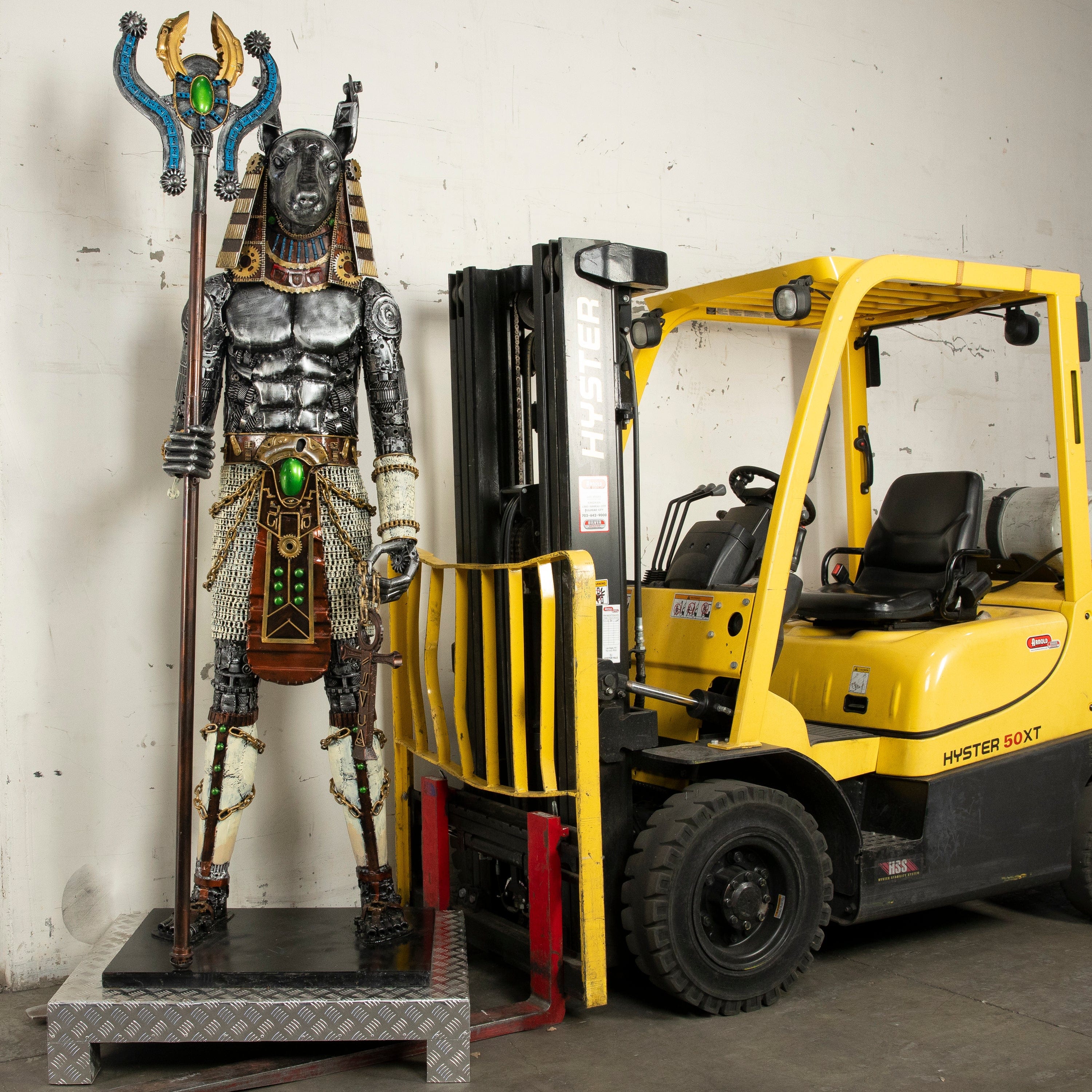 Kalifano Recycled Metal Art 91" Anubis Recycled Metal Sculpture Anubis RMS-ANU230-N01