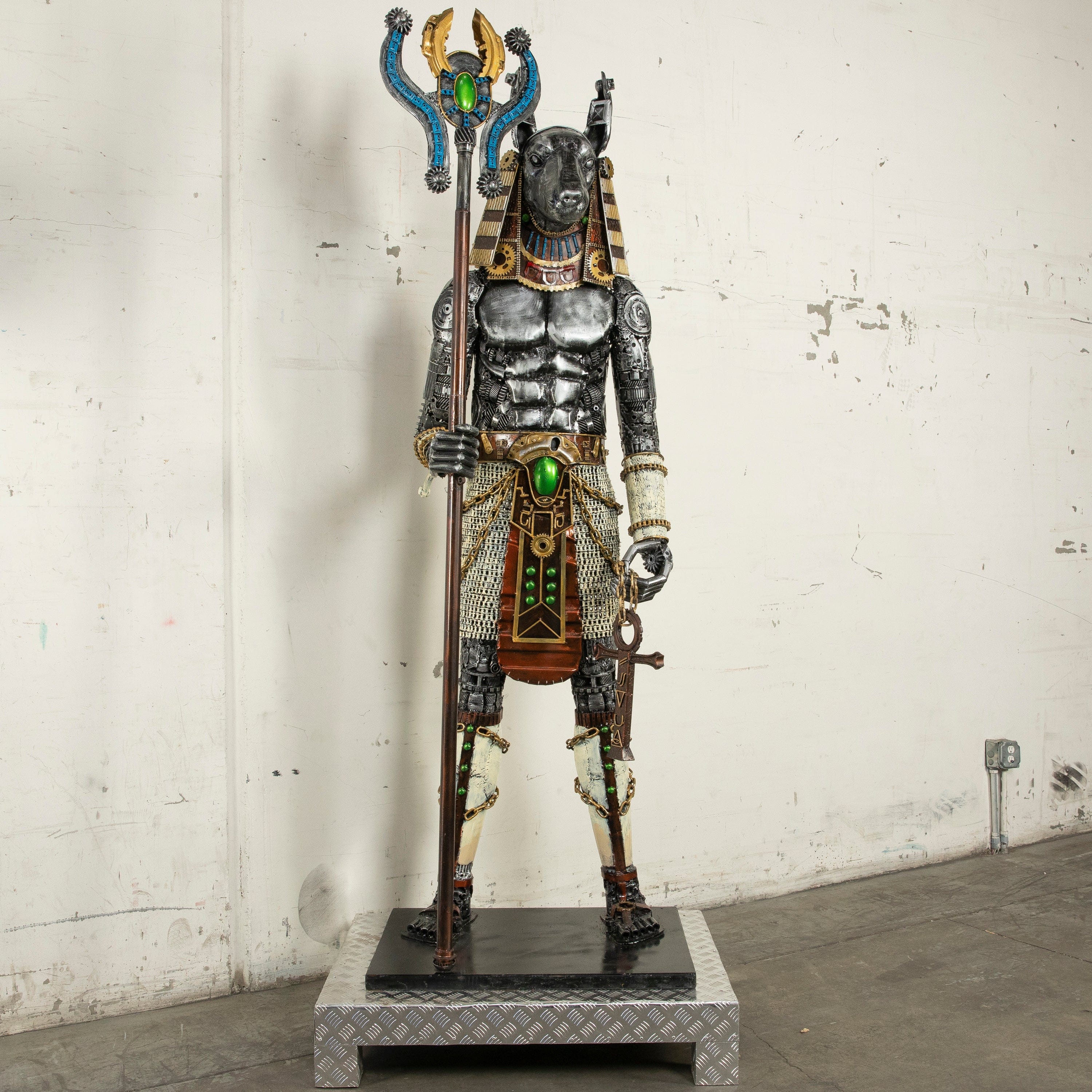 Kalifano Recycled Metal Art 91" Anubis Recycled Metal Sculpture Anubis RMS-ANU230-N01
