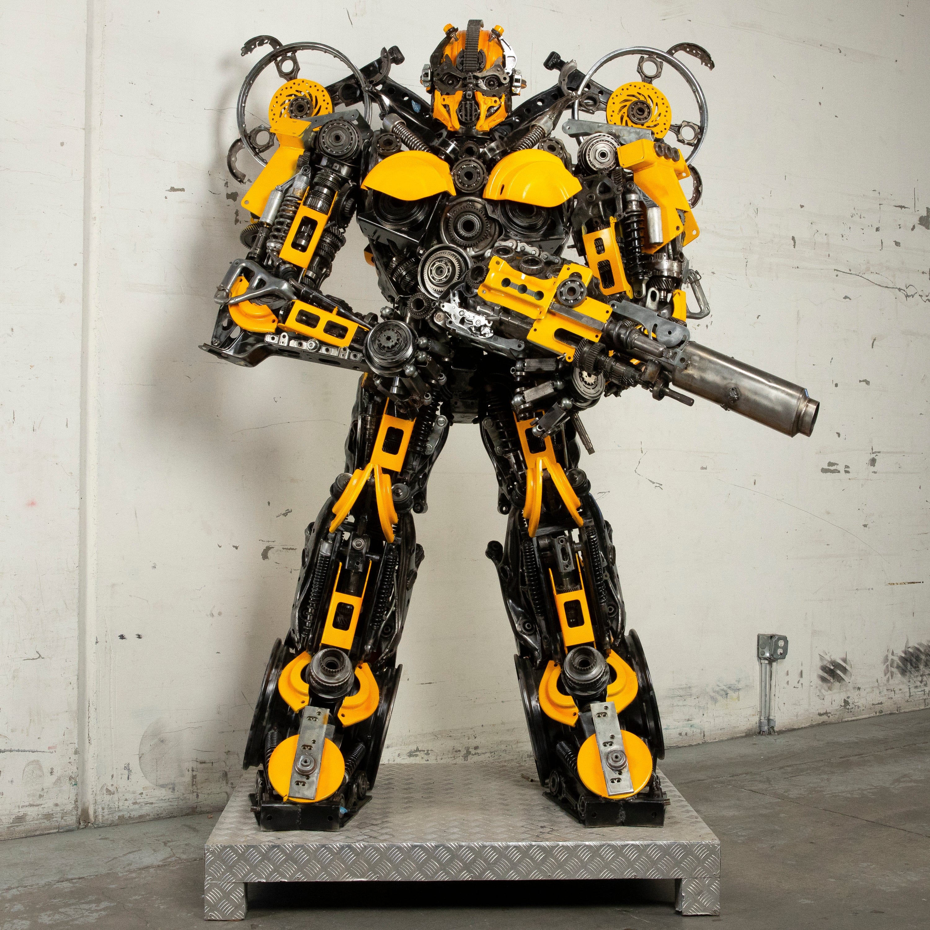 Kalifano Recycled Metal Art 91" Bumblebee Inspired Recycled Metal Art Sculpture RMS-BB230-S34
