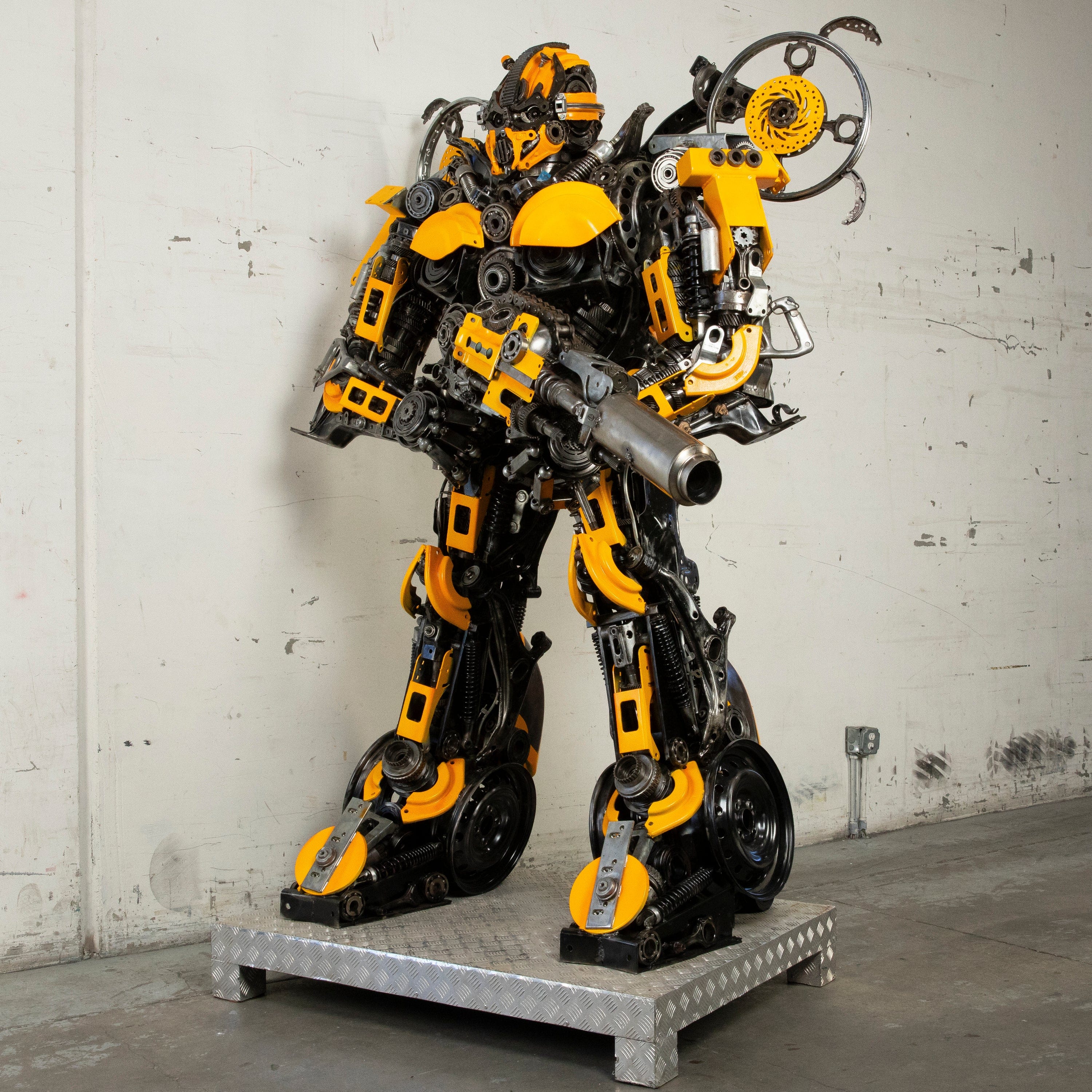Kalifano Recycled Metal Art 91" Bumblebee Inspired Recycled Metal Art Sculpture RMS-BB230-S34