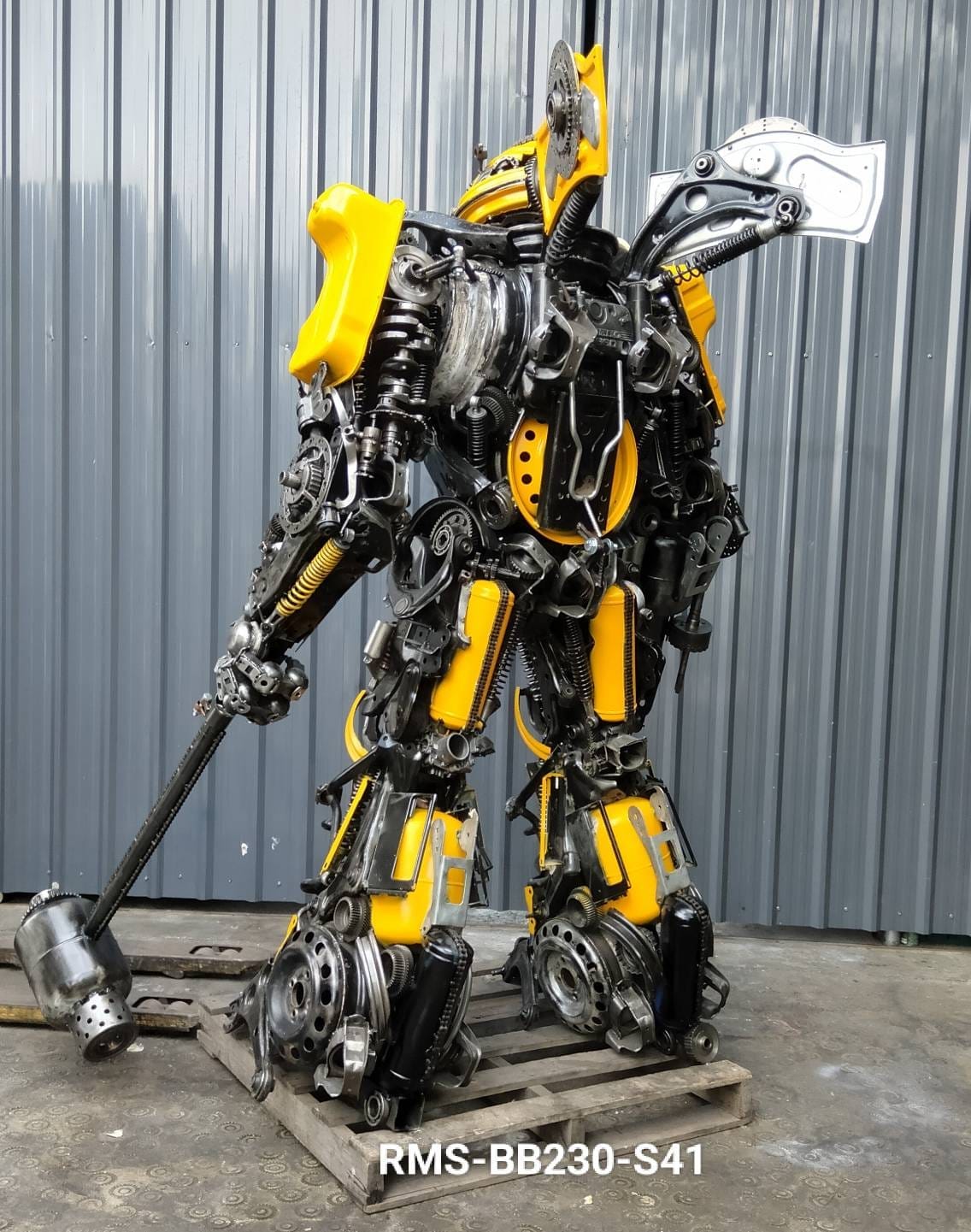 Kalifano Recycled Metal Art 91" Bumblebee Inspired Recycled Metal Art Sculpture RMS-BB230-S41