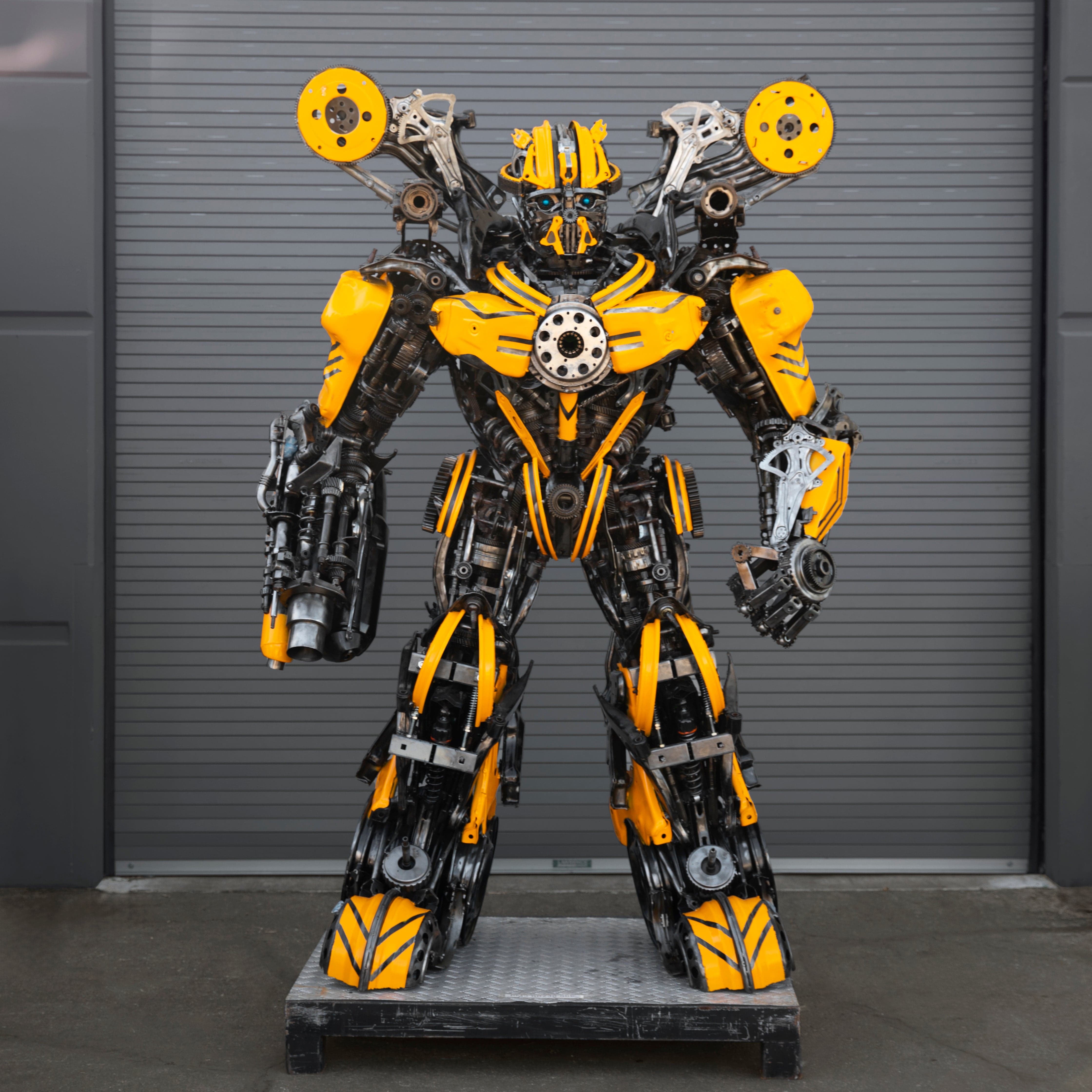 Kalifano Recycled Metal Art 91" Bumblebee Inspired Recycled Metal Art Sculpture RMS-BB230-S66
