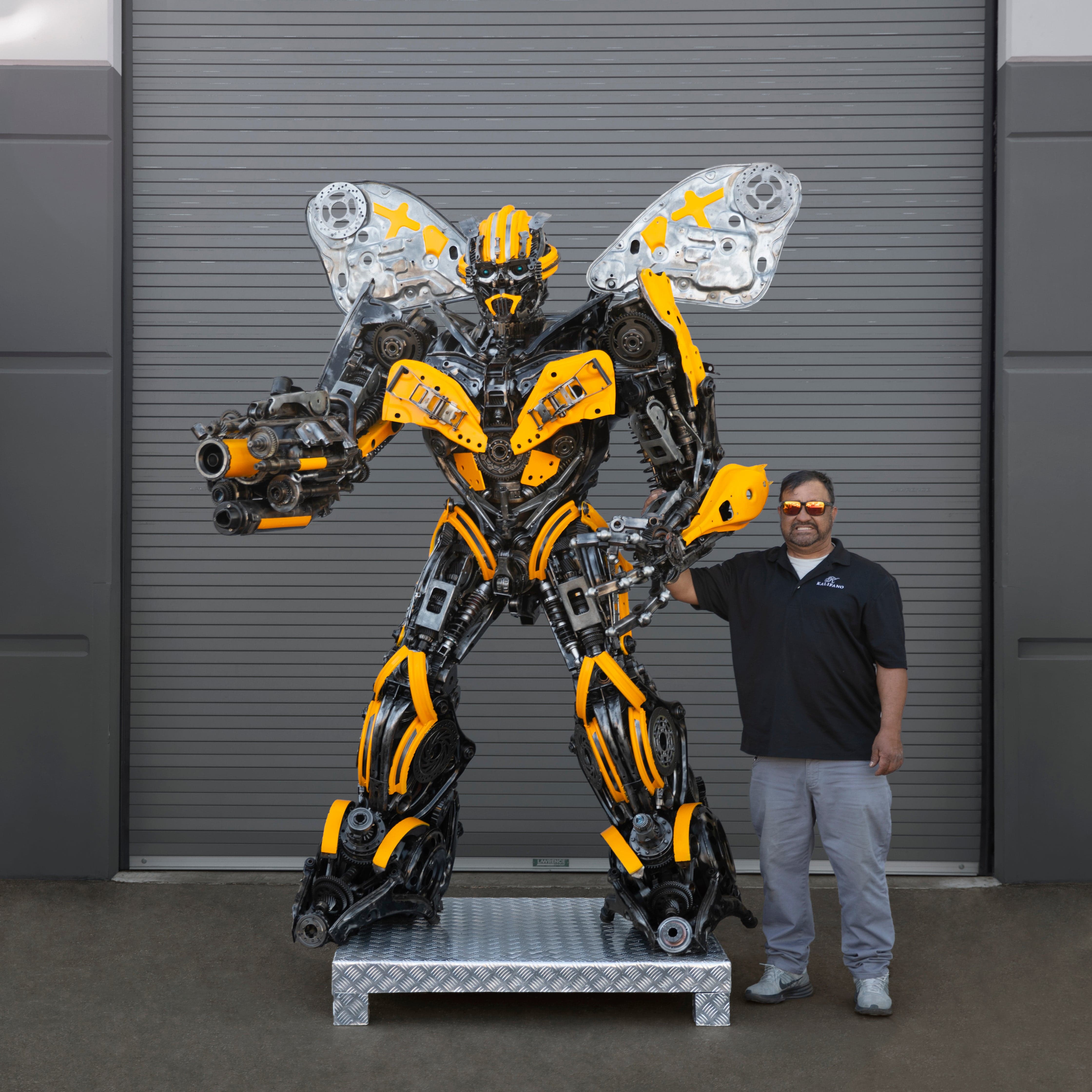 Kalifano Recycled Metal Art 91" Bumblebee Inspired Recycled Metal Art Sculpture RMS-BB230-S69