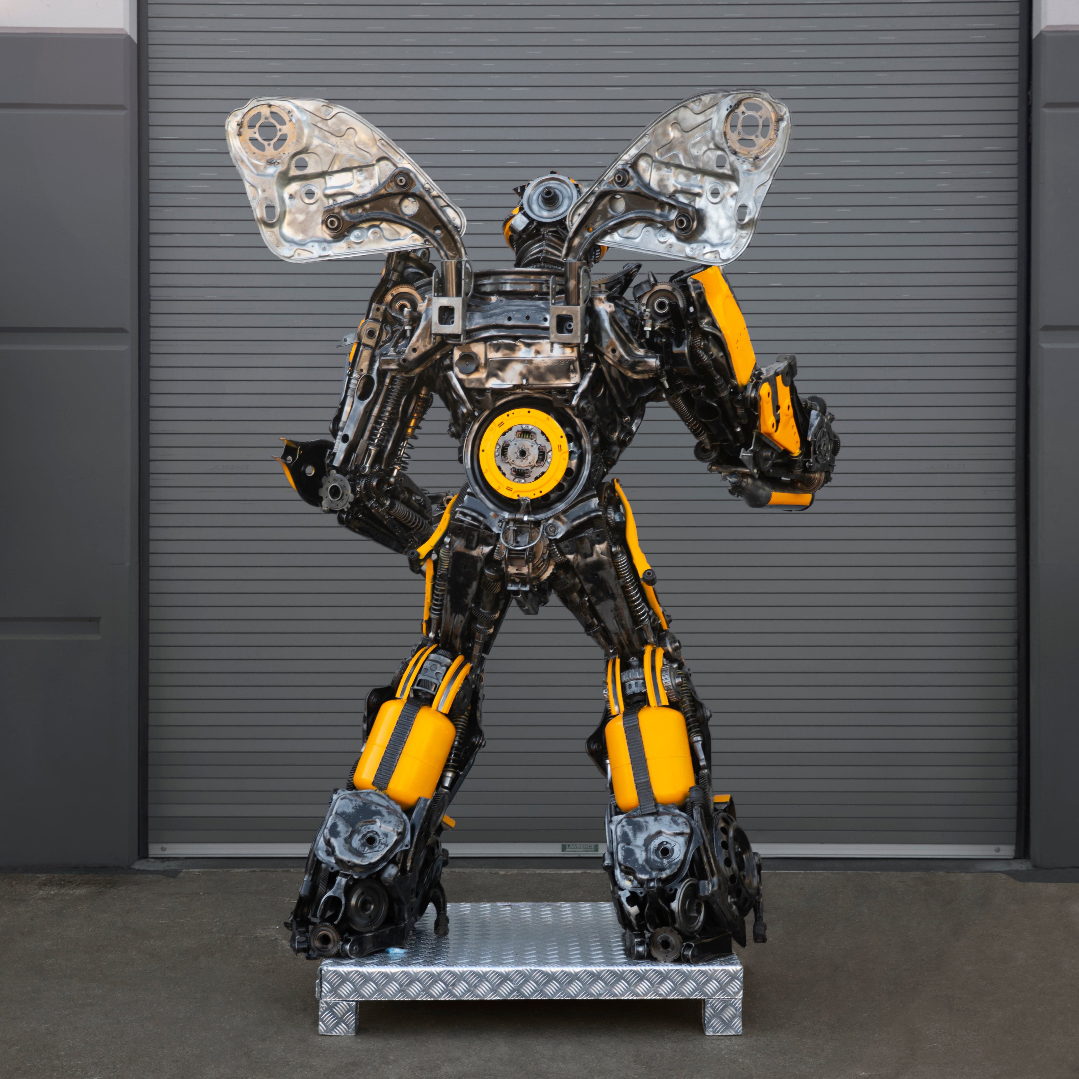 Kalifano Recycled Metal Art 91" Bumblebee Inspired Recycled Metal Art Sculpture RMS-BB230-S69