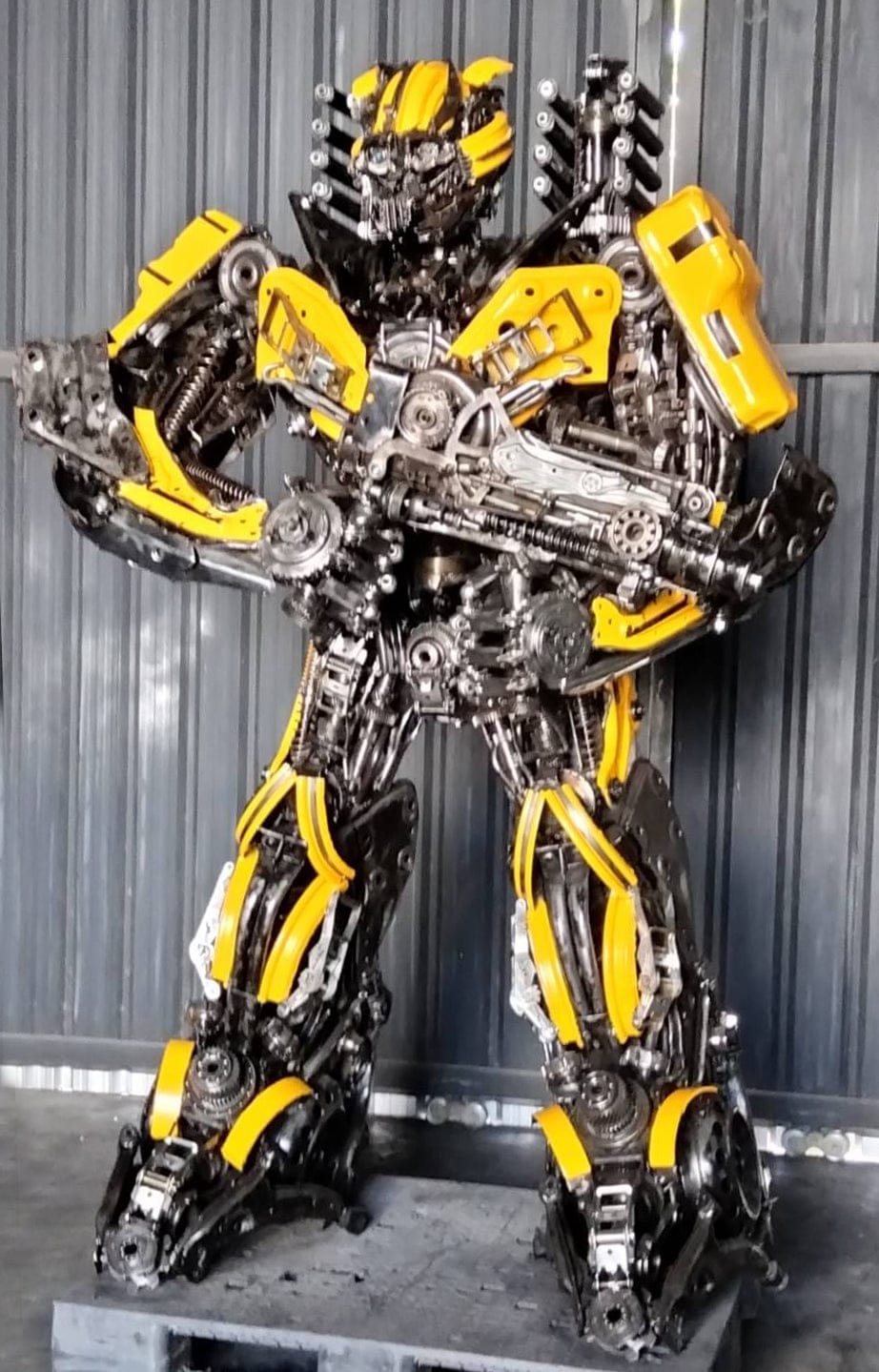 Kalifano Recycled Metal Art 91" Bumblebee Inspired Recycled Metal Art Sculpture RMS-BB230-S70