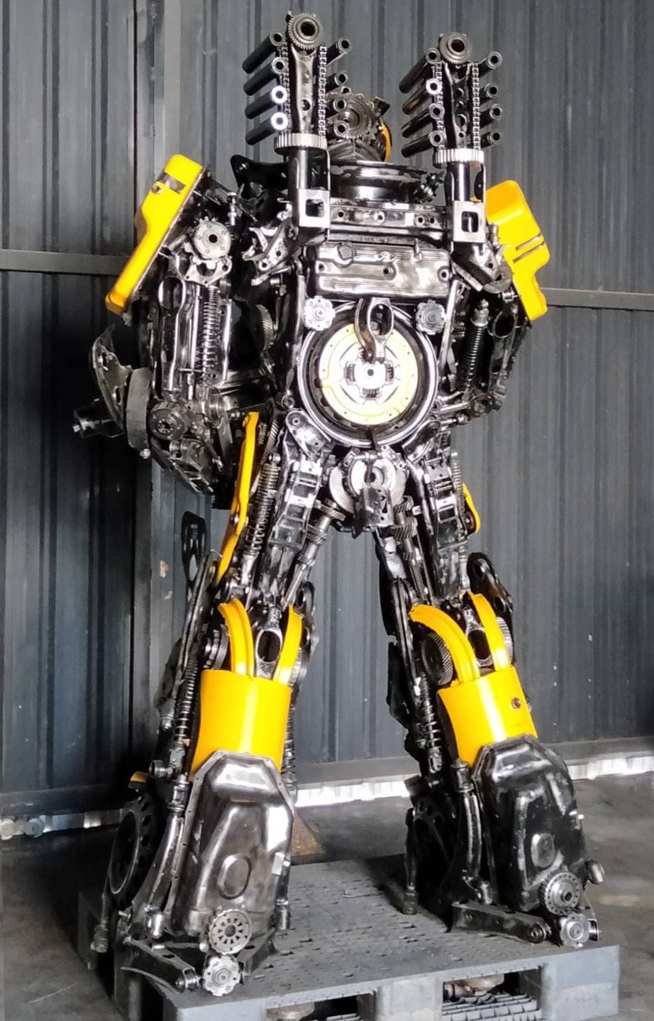 Kalifano Recycled Metal Art 91" Bumblebee Inspired Recycled Metal Art Sculpture RMS-BB230-S70