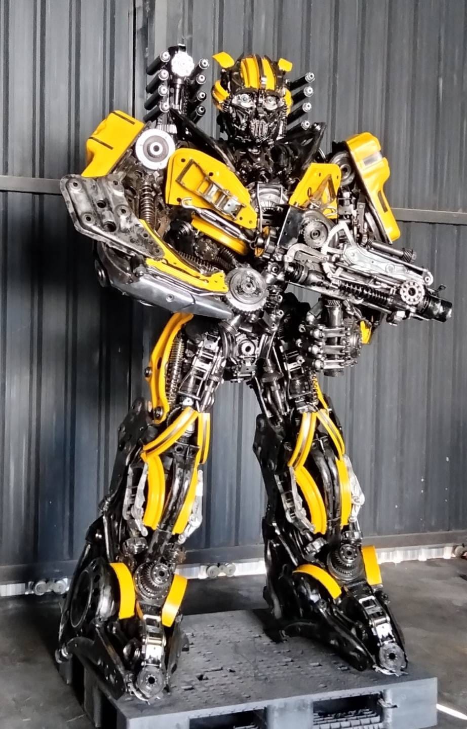 Kalifano Recycled Metal Art 91" Bumblebee Inspired Recycled Metal Art Sculpture RMS-BB230-S70