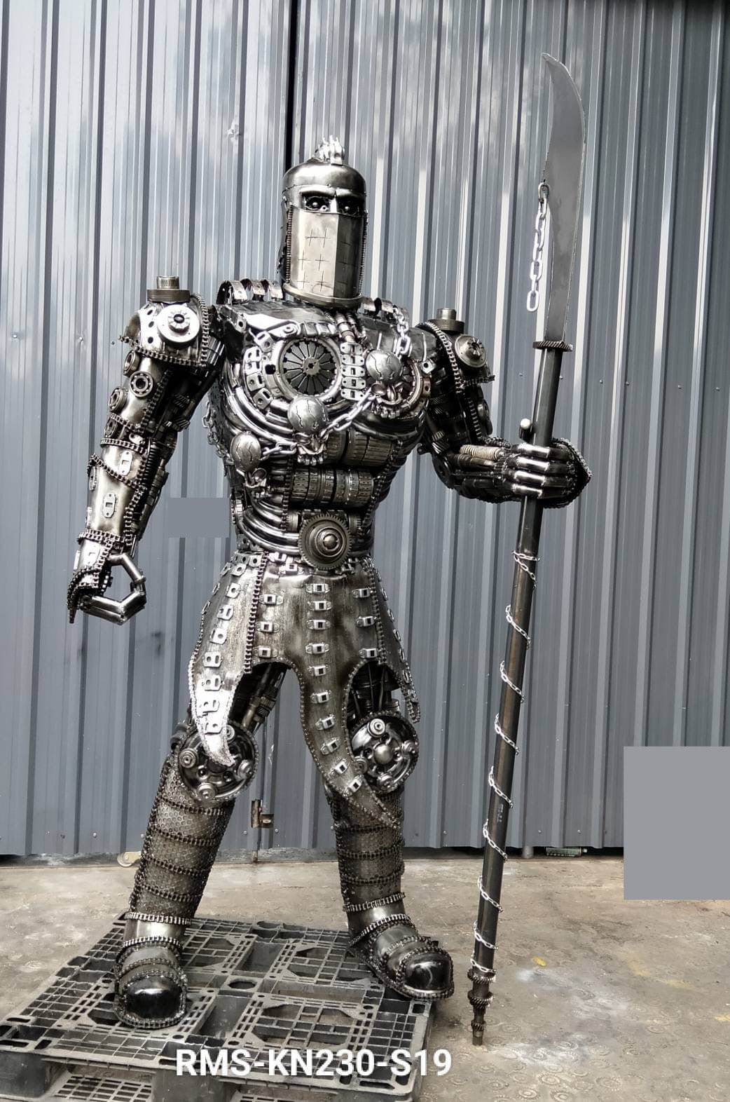 Kalifano Recycled Metal Art 91" Knight Recycled Metal Art Sculpture RMS-KN230-S19