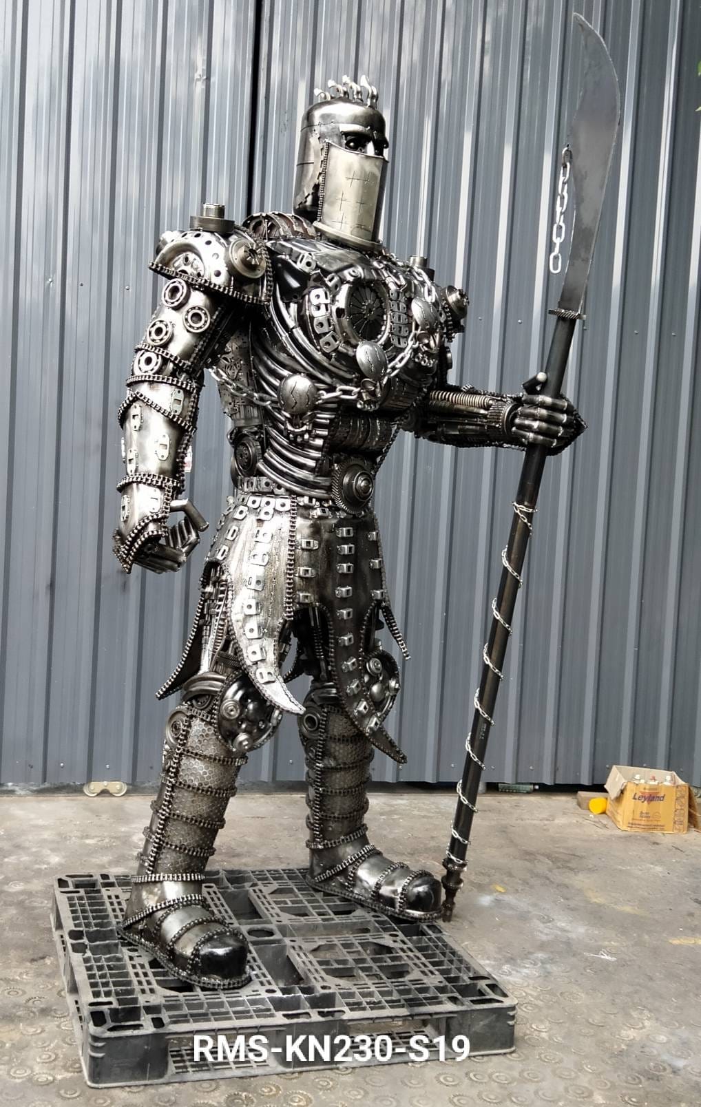 Kalifano Recycled Metal Art 91" Knight Recycled Metal Art Sculpture RMS-KN230-S19