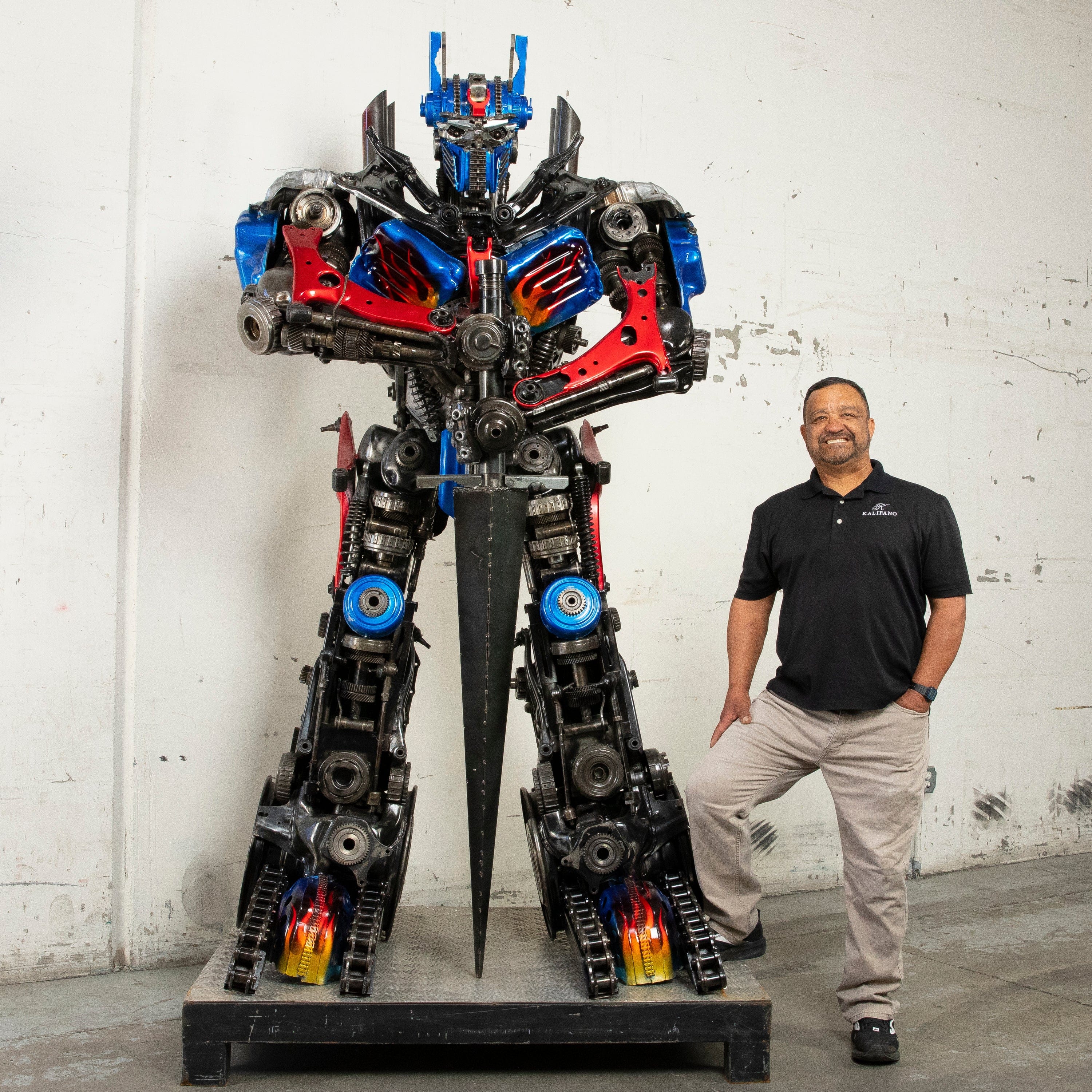 Kalifano Recycled Metal Art 91" Optimus Prime Inspired Recycled Metal Art Sculpture RMS-OP230-S24
