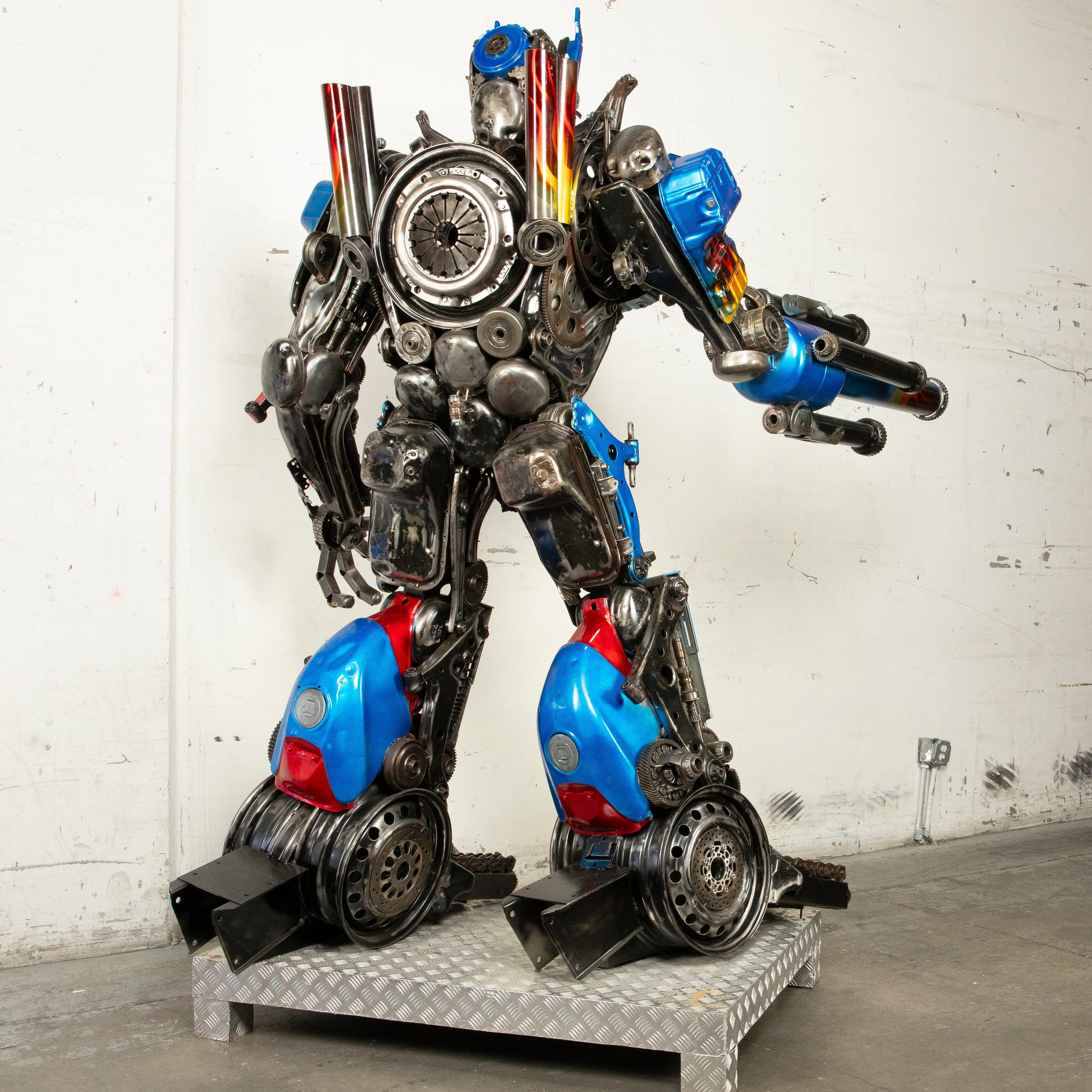 Kalifano Recycled Metal Art 91" Optimus Prime Inspired Recycled Metal Art Sculpture RMS-OP230-S25